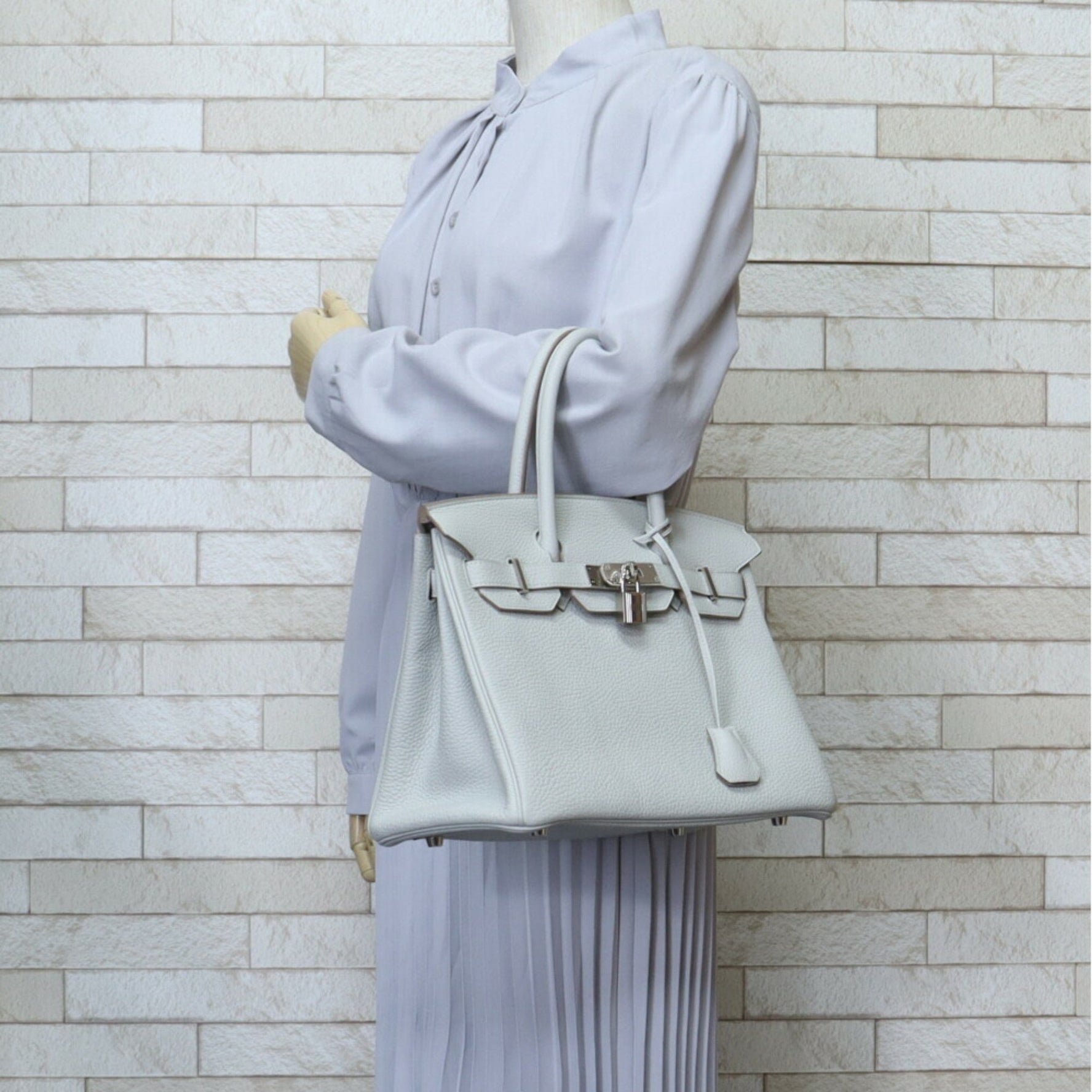 Hermes Birkin 30 Handbag Leather White Women's HERMES
