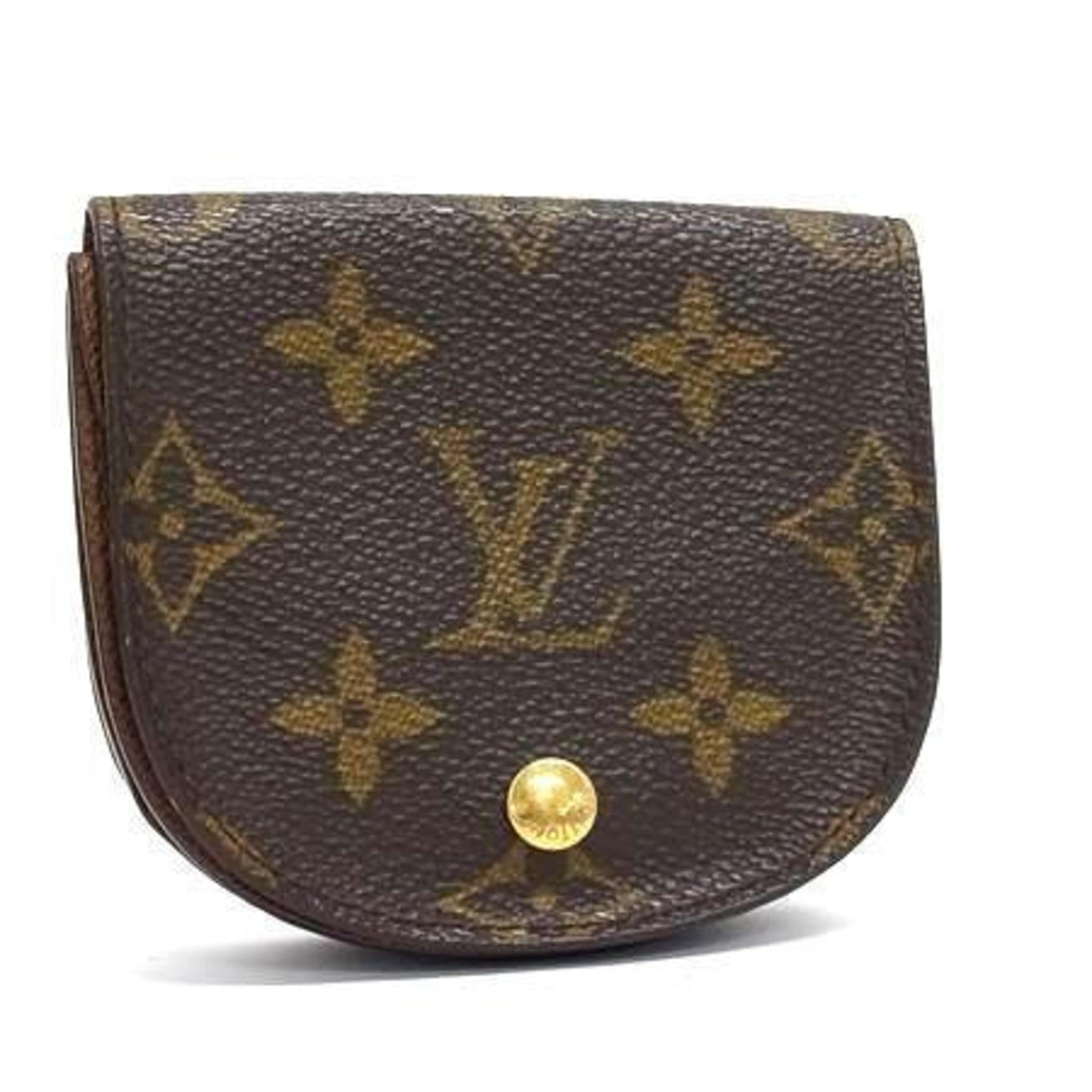 LOUIS VUITTON Louis Vuitton Monogram Porte-Monnaie Guze Wallet/Coin Case Brown Leather Men's/Women's