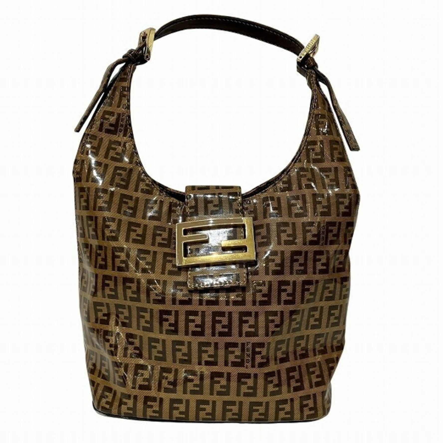 Fendi Zucchino enamel and leather handbag tote bag for women