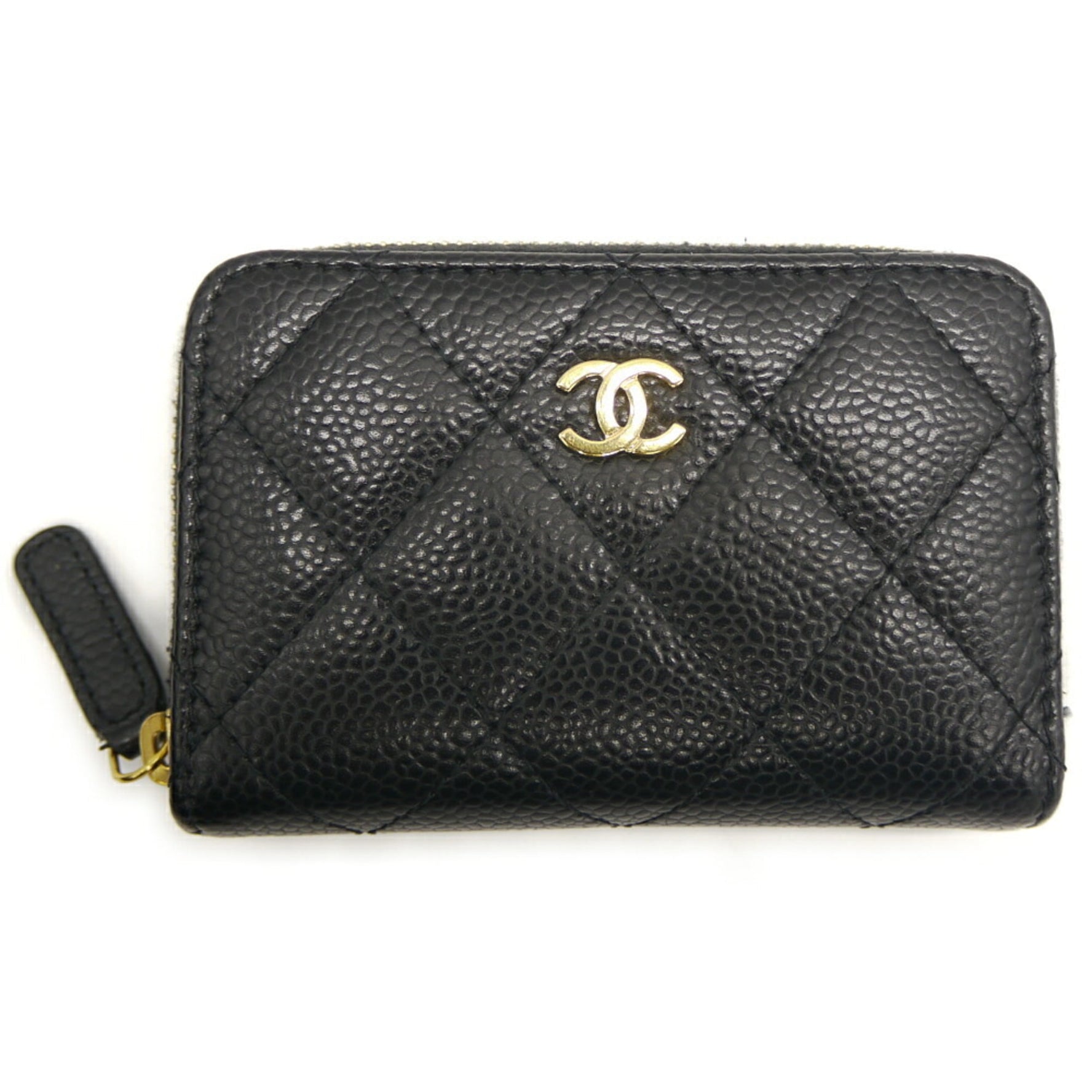 CHANEL Matelasse Zip Coin Case Coco Mark Caviar Skin