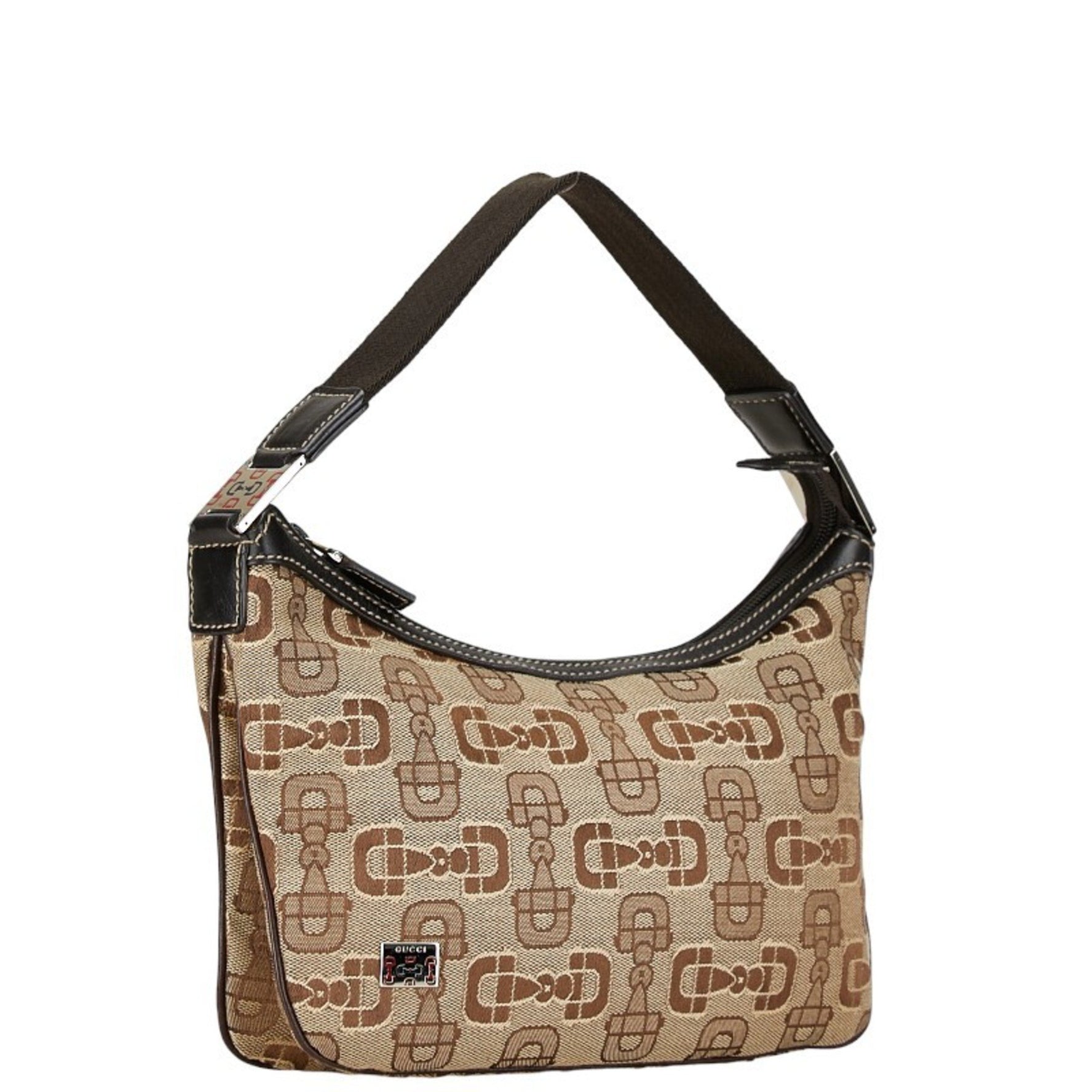 Gucci Horsebit Bag Handbag Brown Beige Canvas Leather Women's GUCCI