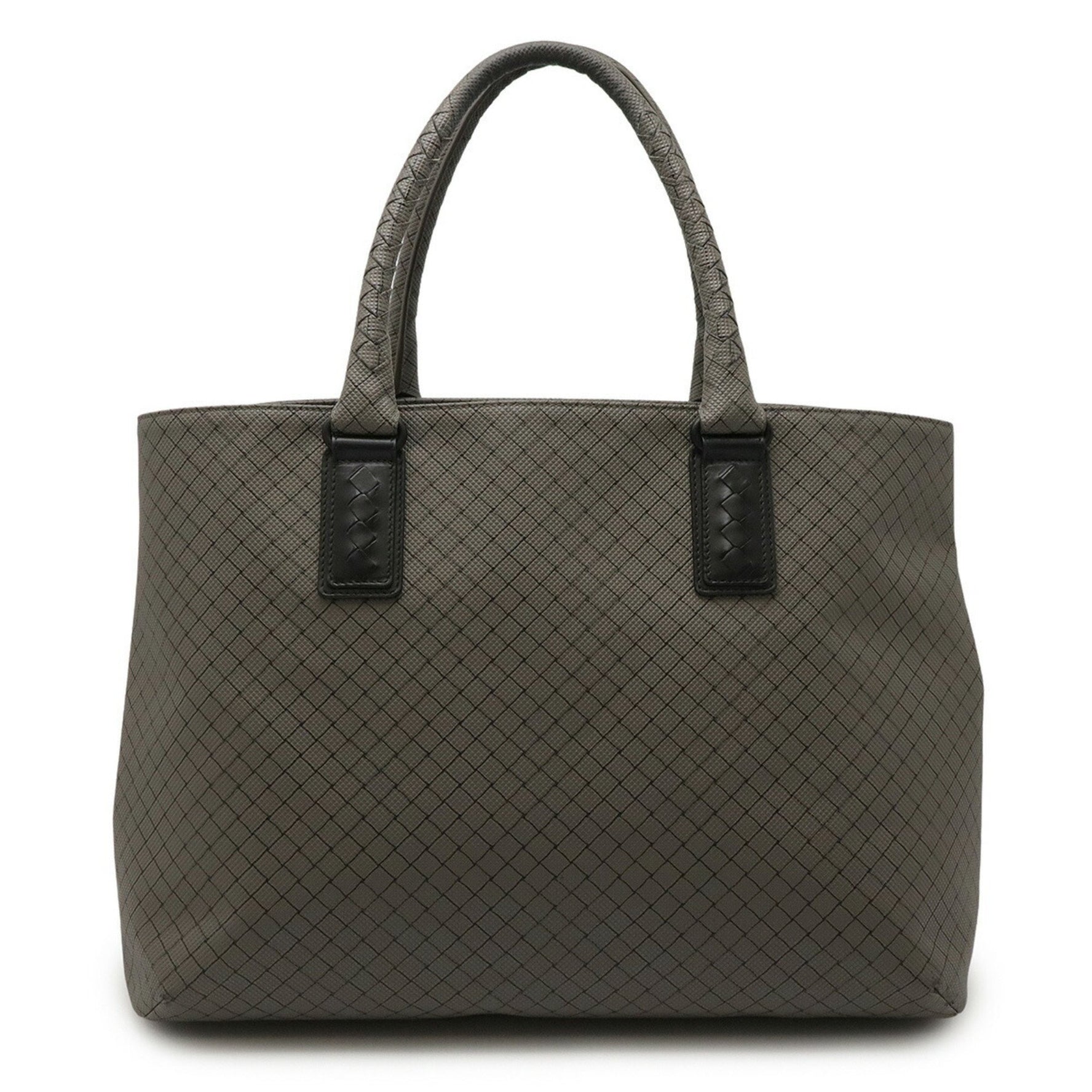 BOTTEGA VENETA Marco Polo Tote Bag, Shoulder Tote, PVC Leather, Gray, Black