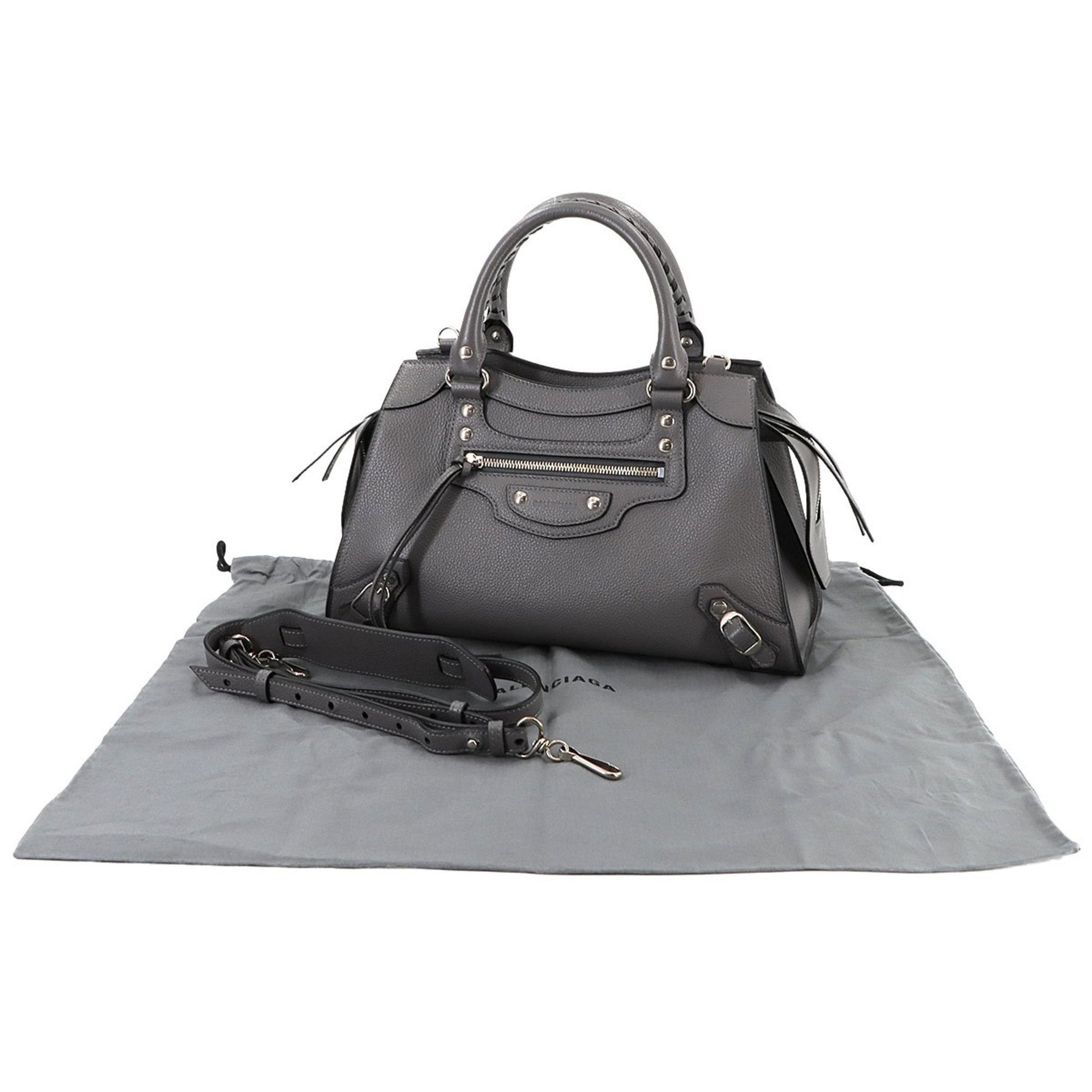 Balenciaga Neo Classic City S 2-way hand/shoulder bag in grey leather (638521)