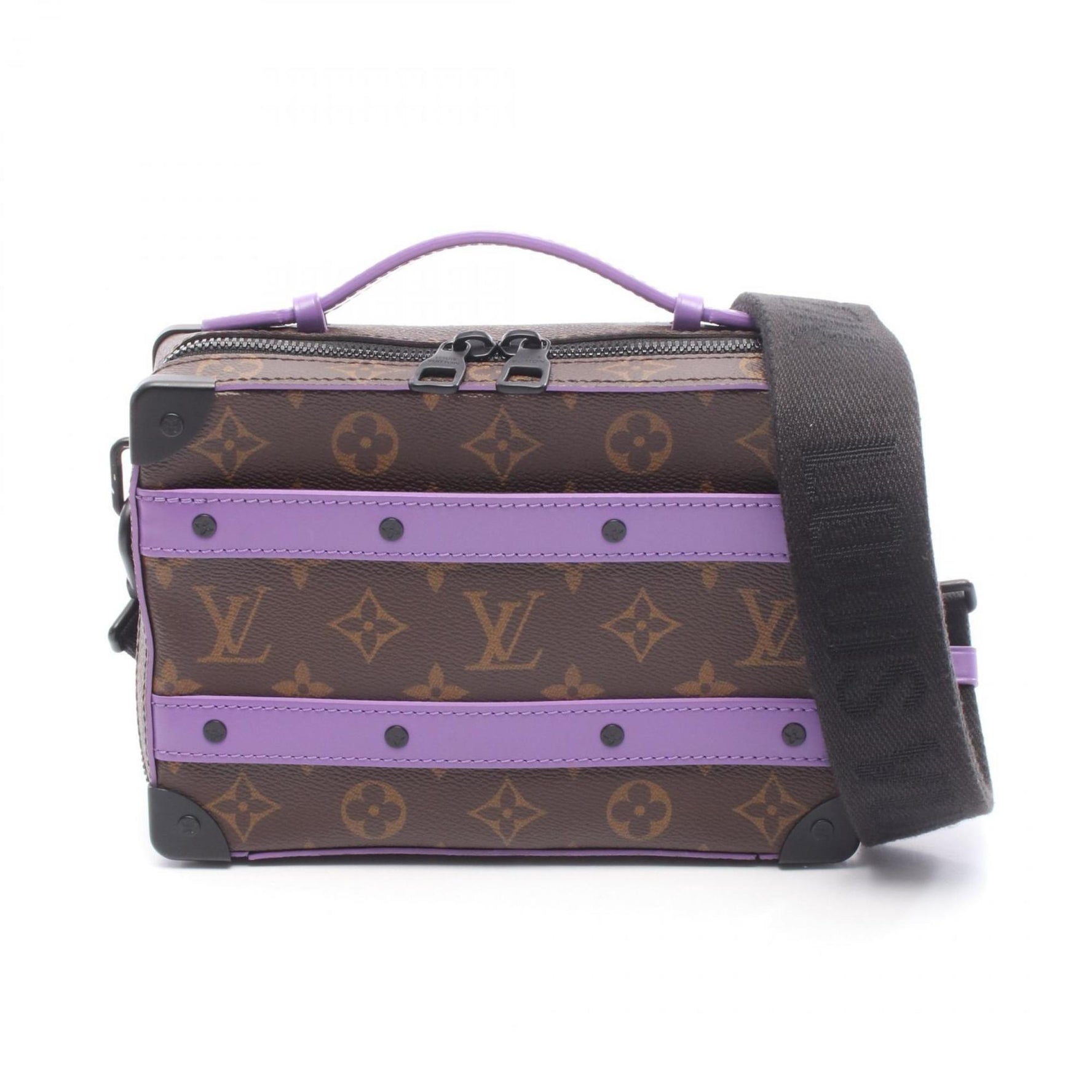 Louis Vuitton Soft Trunk Handbag with Handle, Coated Canvas and Leather, Monogram Macassar, Brown Purple