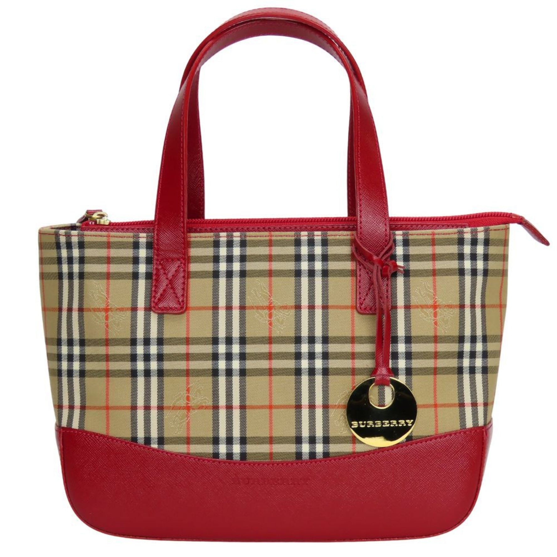 Burberry handbag in Nova check canvas and leather red beige.