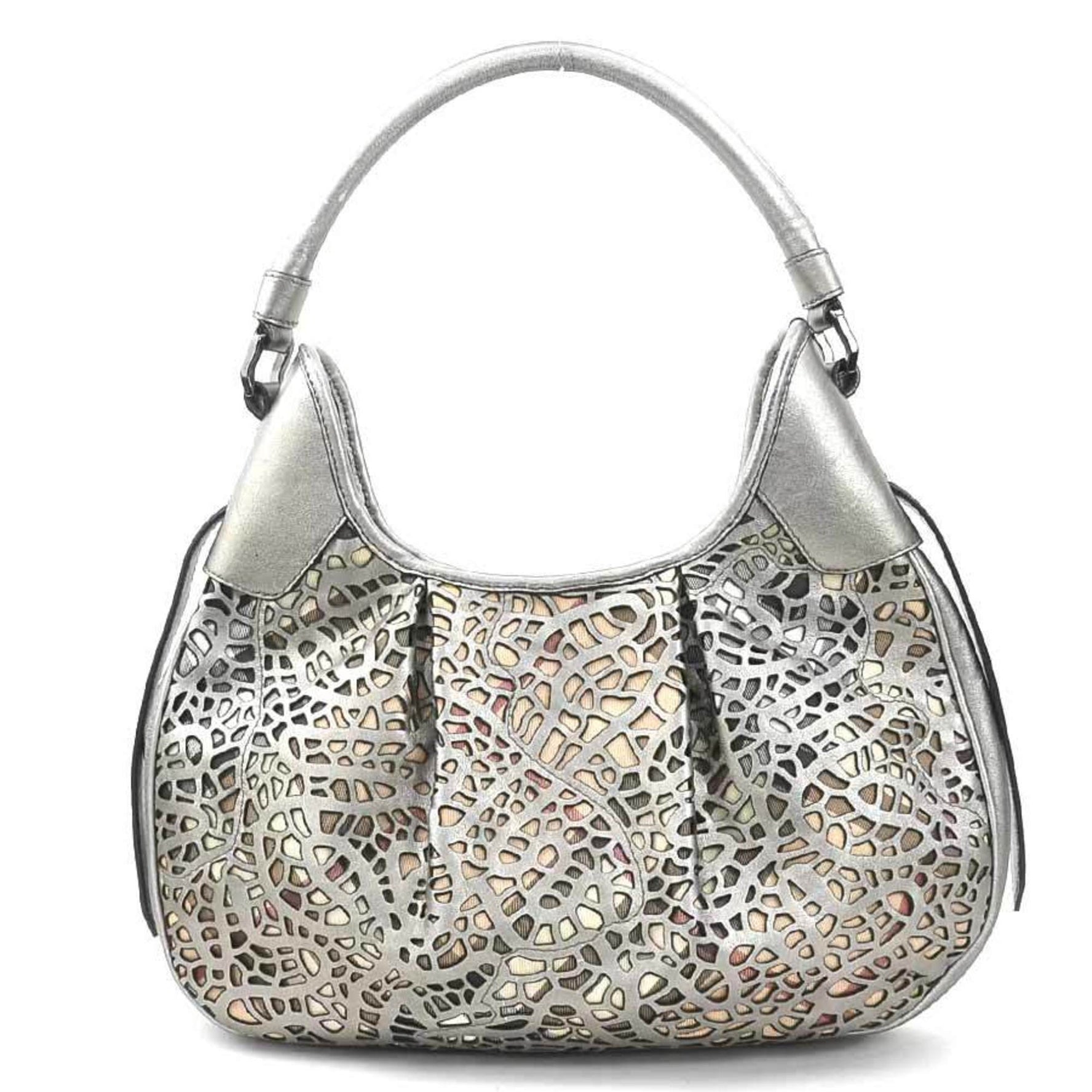Burberry shoulder bag leather canvas metallic grey beige women's e59932a