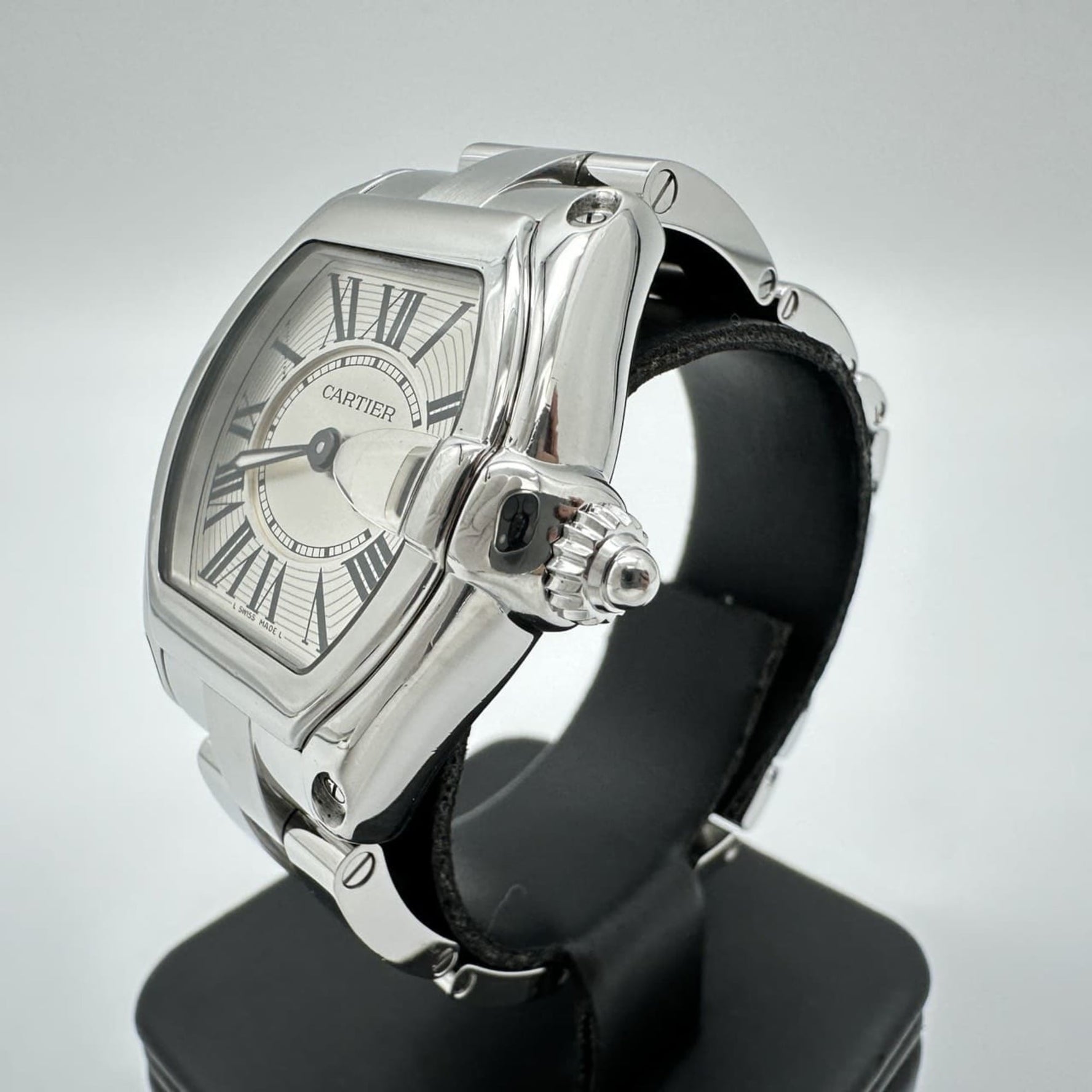 Polished Cartier Roadster SM Watch, Date, Quartz, Stainless Steel, Silver