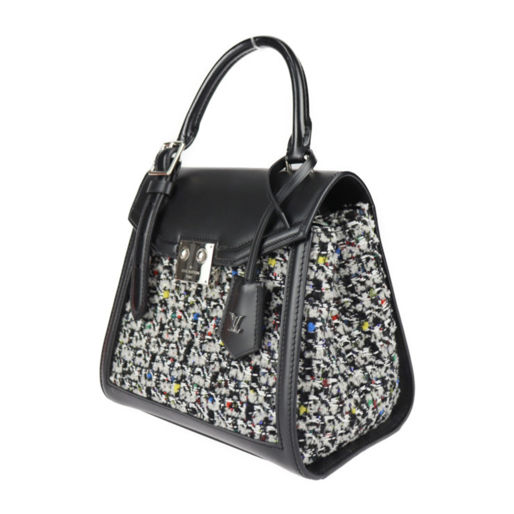 LOUIS VUITTON Louis Vuitton LV arc handbag leather tweed black multicolor silver metal fittings shoulder bag