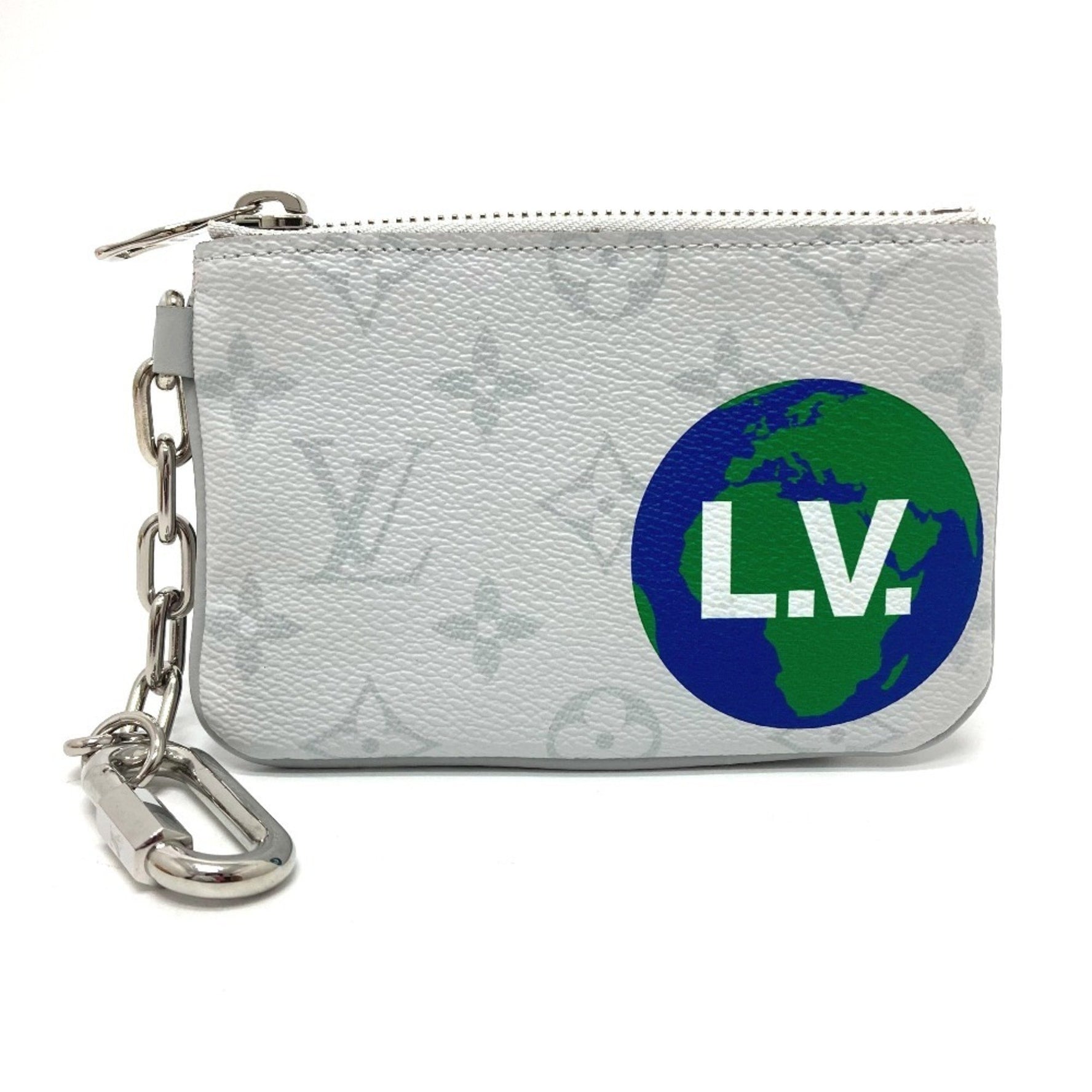 LOUIS VUITTON M67809 Zipped Pouch PM Coin Purse, Monogram Canvas, Unisex, White