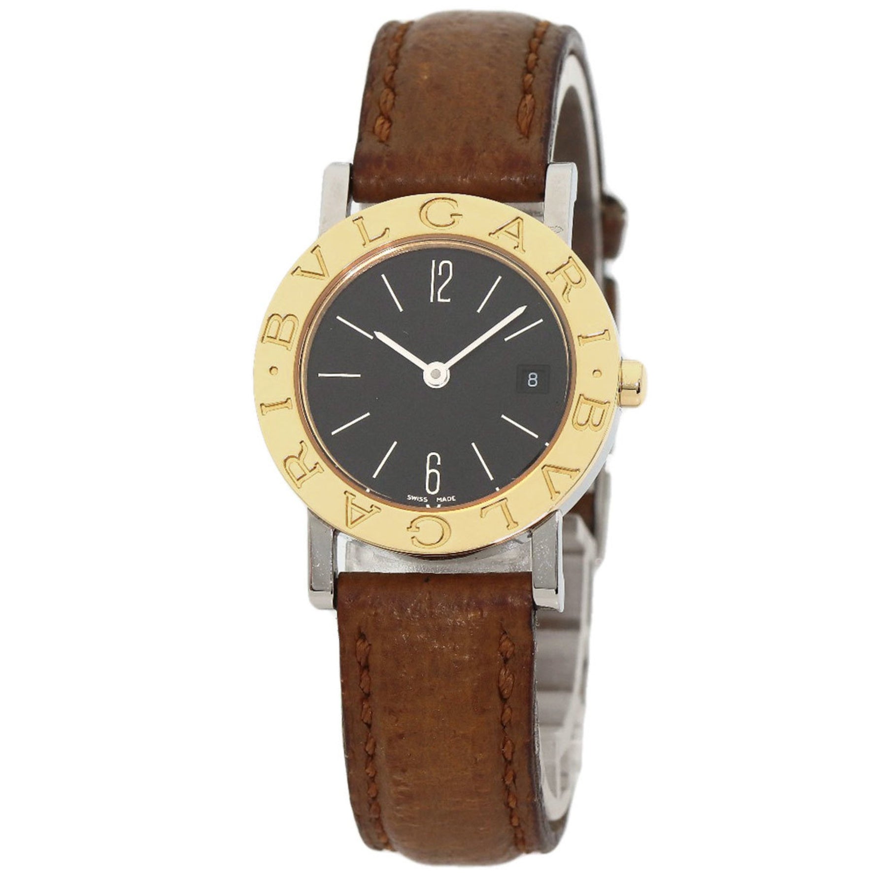 Bvlgari BB26SGLD Watch Stainless Steel Leather K18YG Ladies