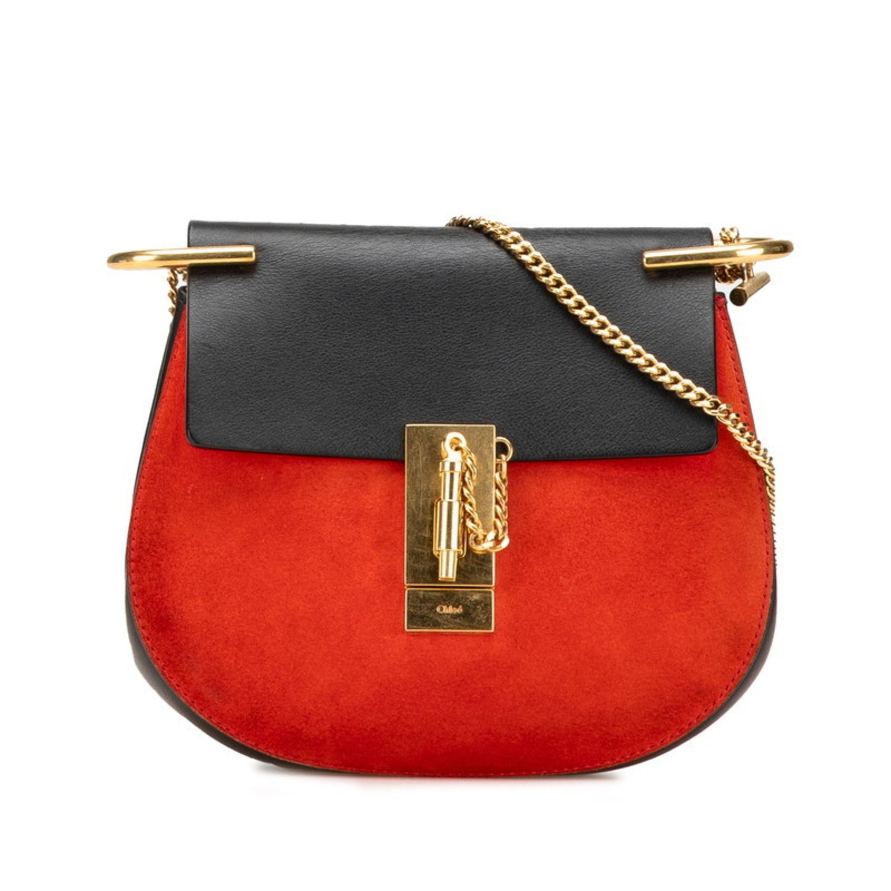 Chloé Chloe Drew Crossbody Chain Shoulder Bag in Red and Black Leather Sweatshirt