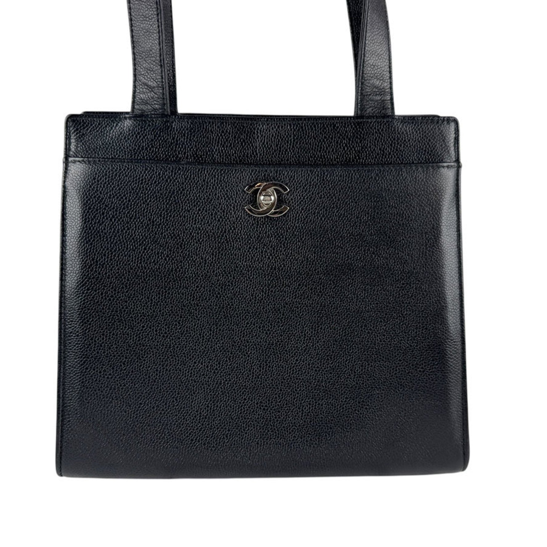 CHANEL Shoulder Bag in Caviar Leather, Black and Silver, Women's, Z6540