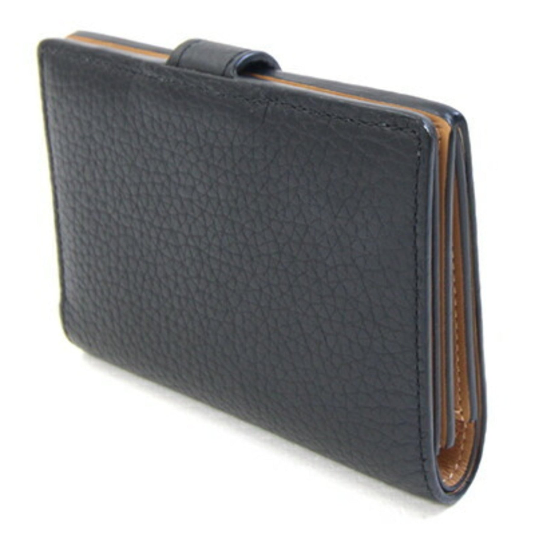 Louis Vuitton Bi-fold Wallet LV Vertical Compact Noir Taurillon Leather Mini Black Beige