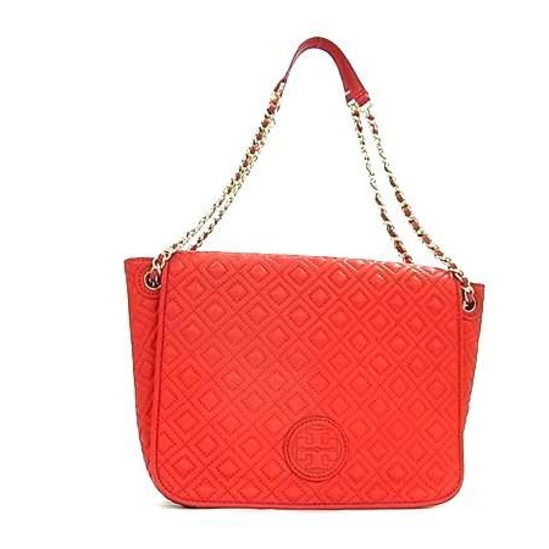 TORY BURCH Red Leather Shoulder Bag with Chain