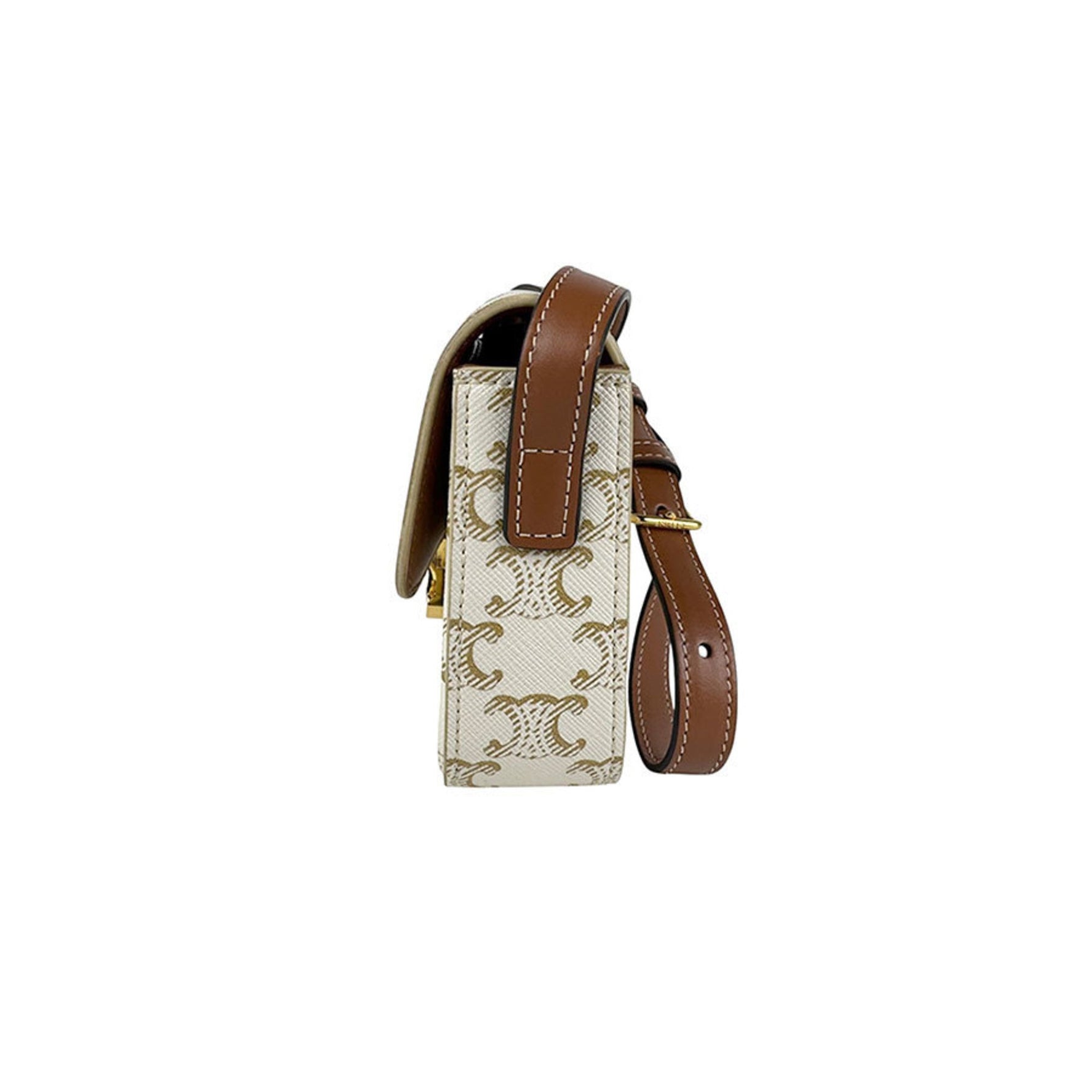 Celine Triomphe Coated Canvas Shoulder Bag, White/Gold