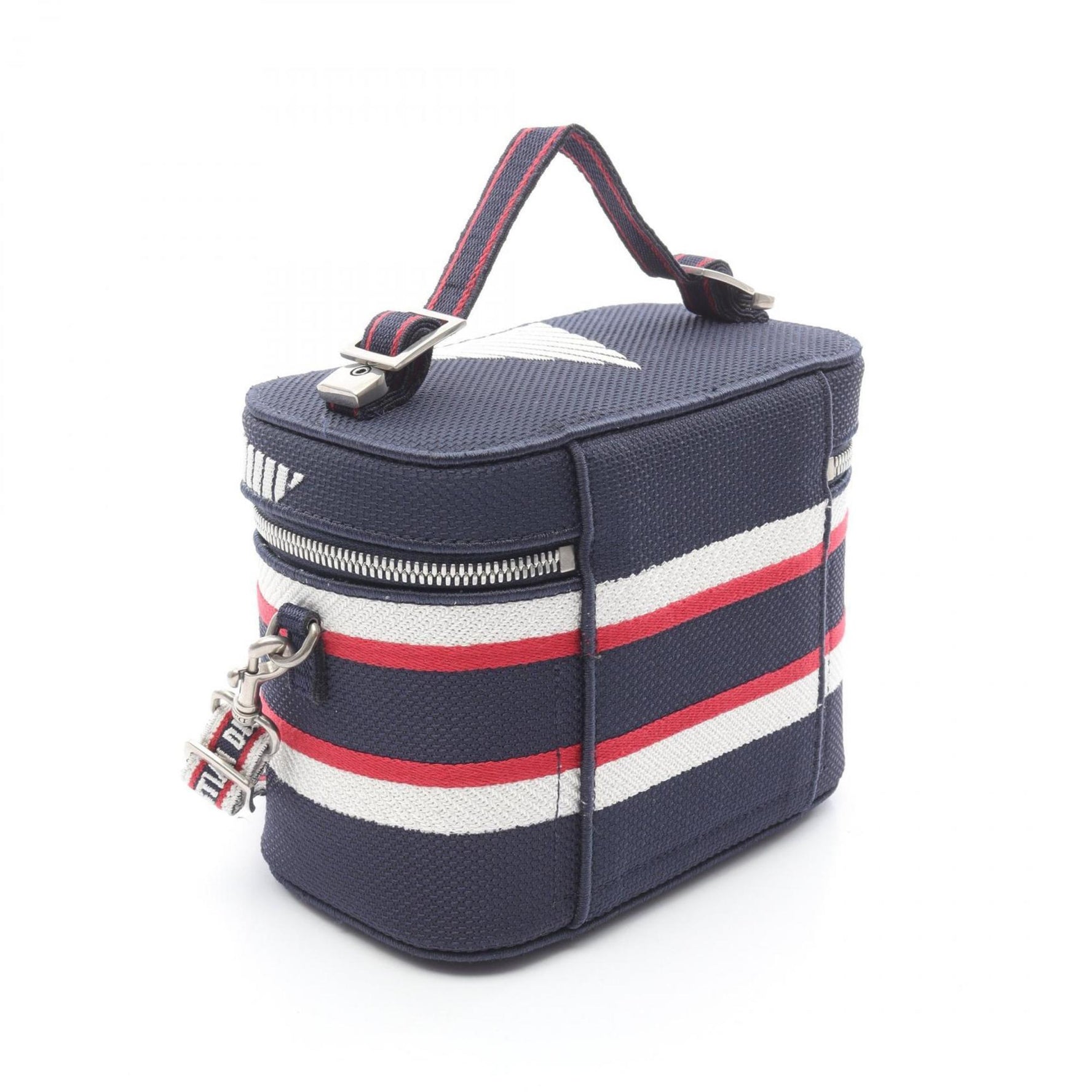 Christian Dior Dior TRAVEL Small Vanity Handbag, Canvas, Navy, White, Red
