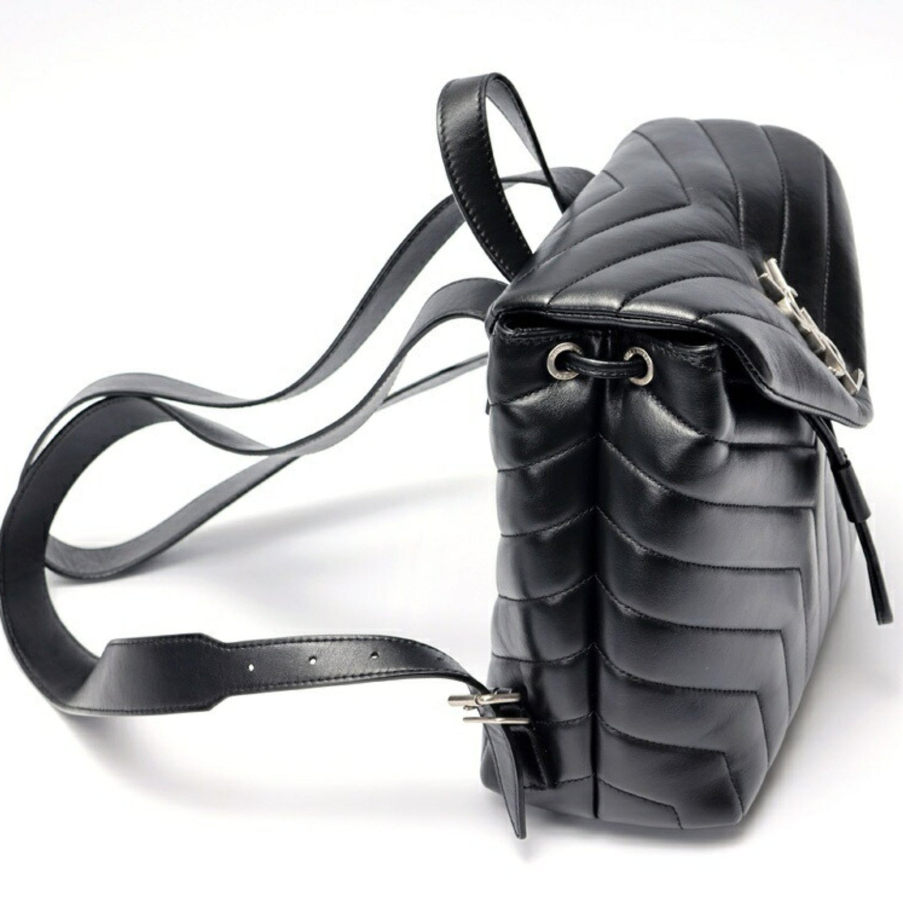 Saint Laurent Lulu Backpack Rucksack Leather Black S-158366