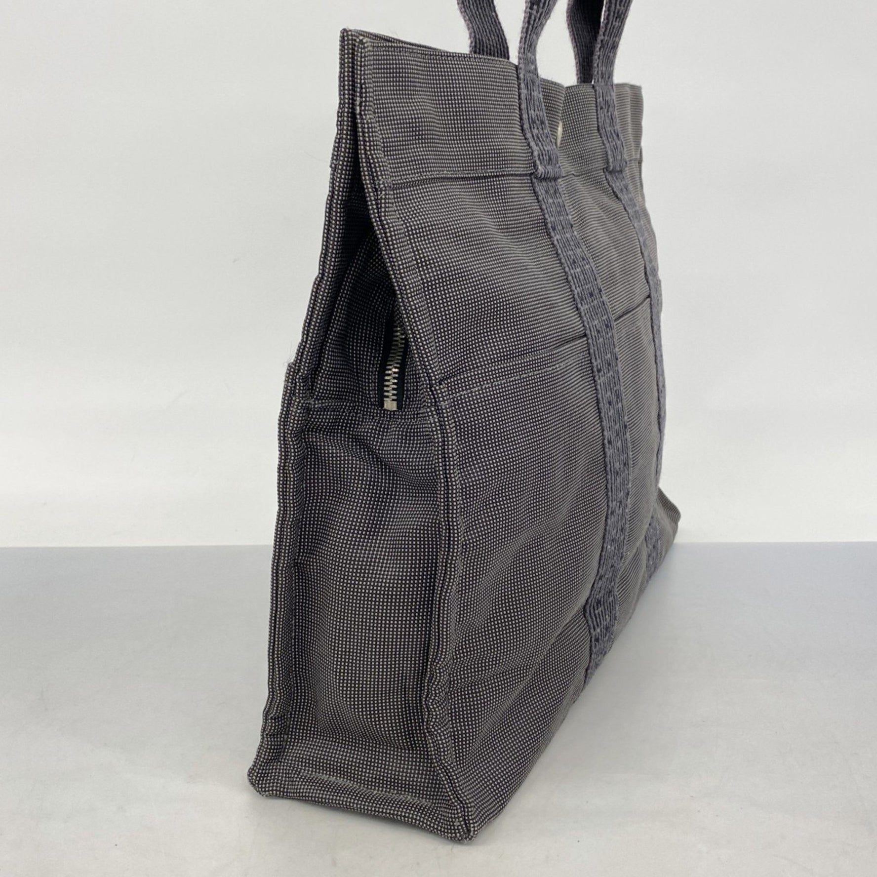Hermes Air Line MM Tote Bag, Canvas, Gray, Women's, P1195165