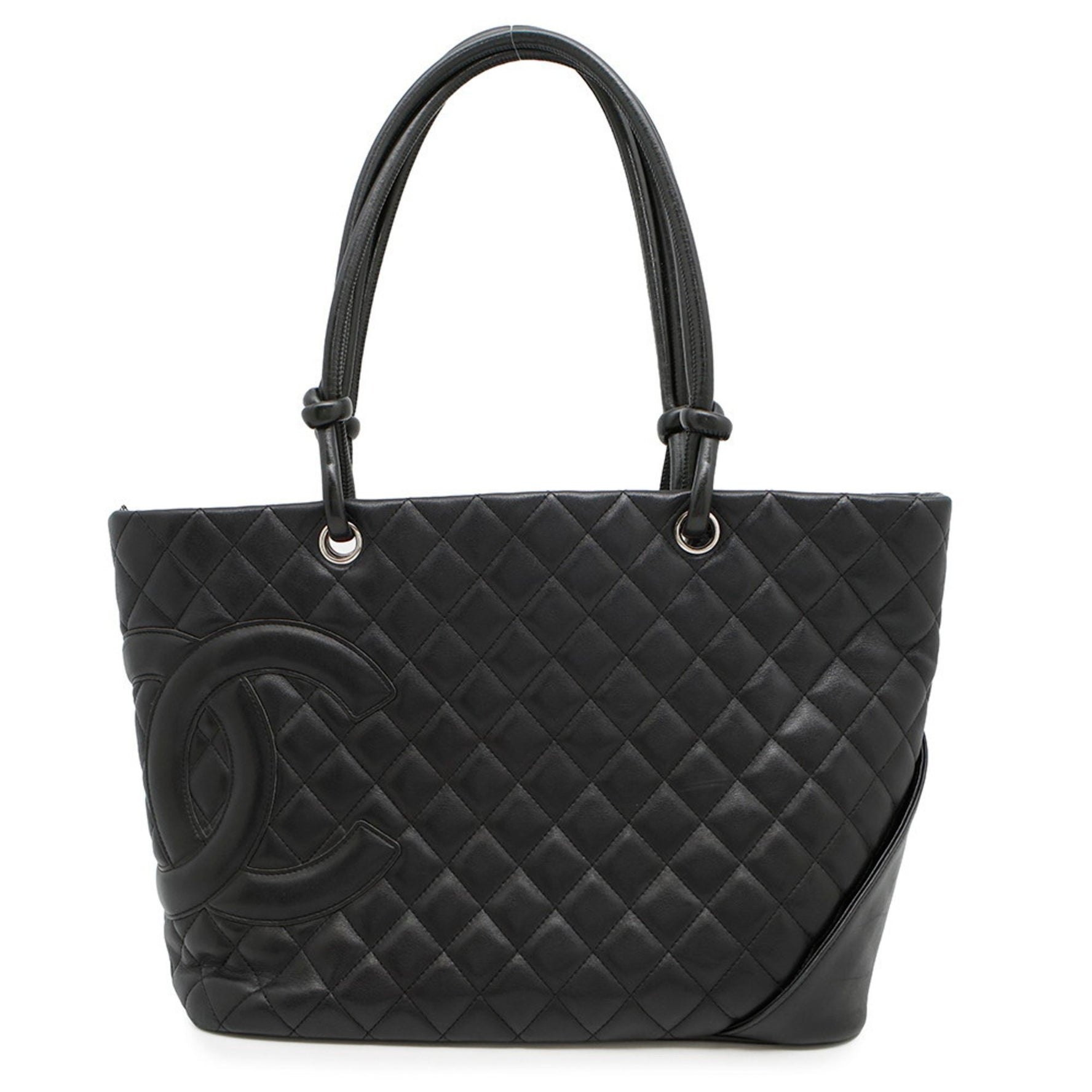 CHANEL Cambon Line Large Tote Bag with Coco Mark Leather, A25169, Black