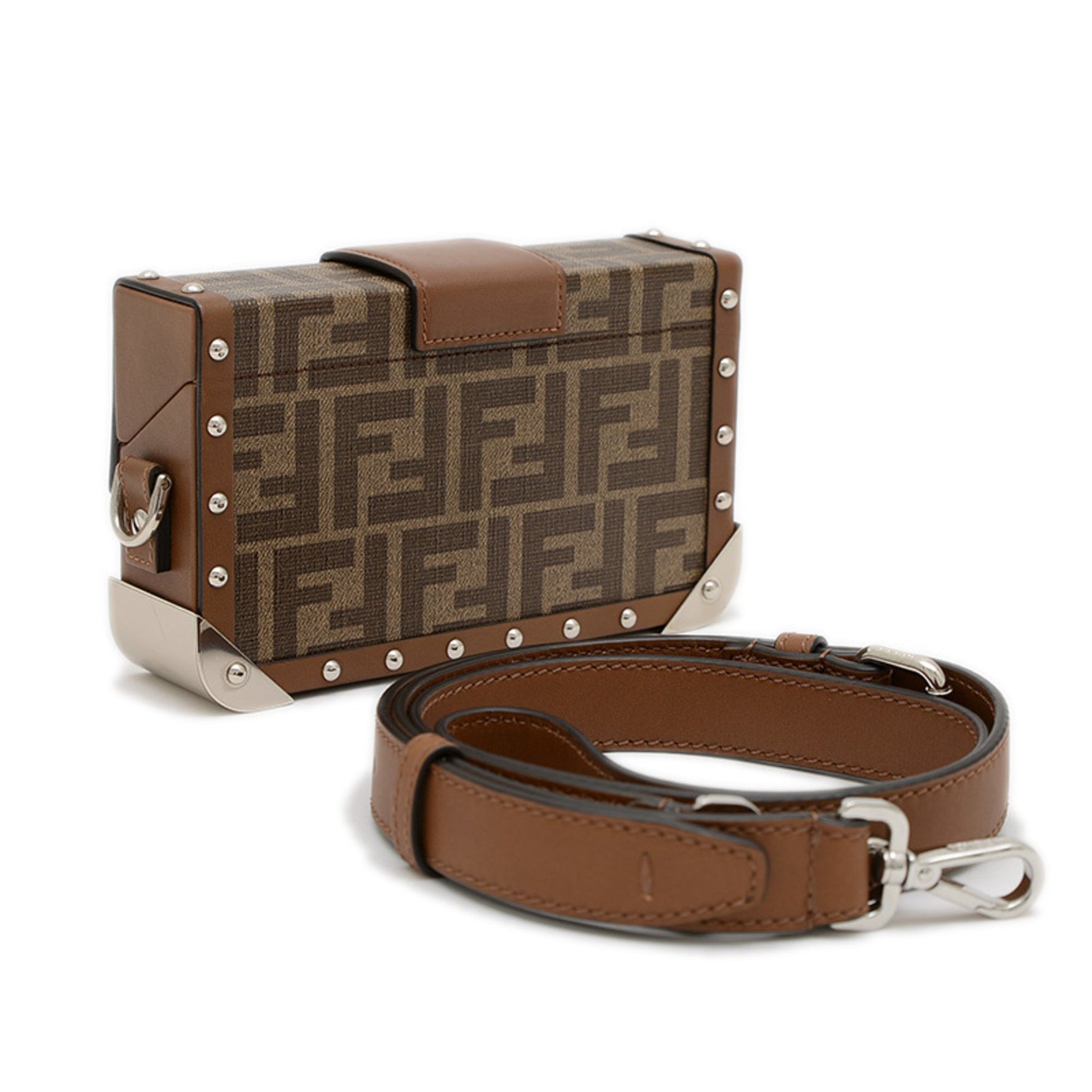 Fendi Zucca Bucket Trunk Shoulder Bag in Canvas and Leather