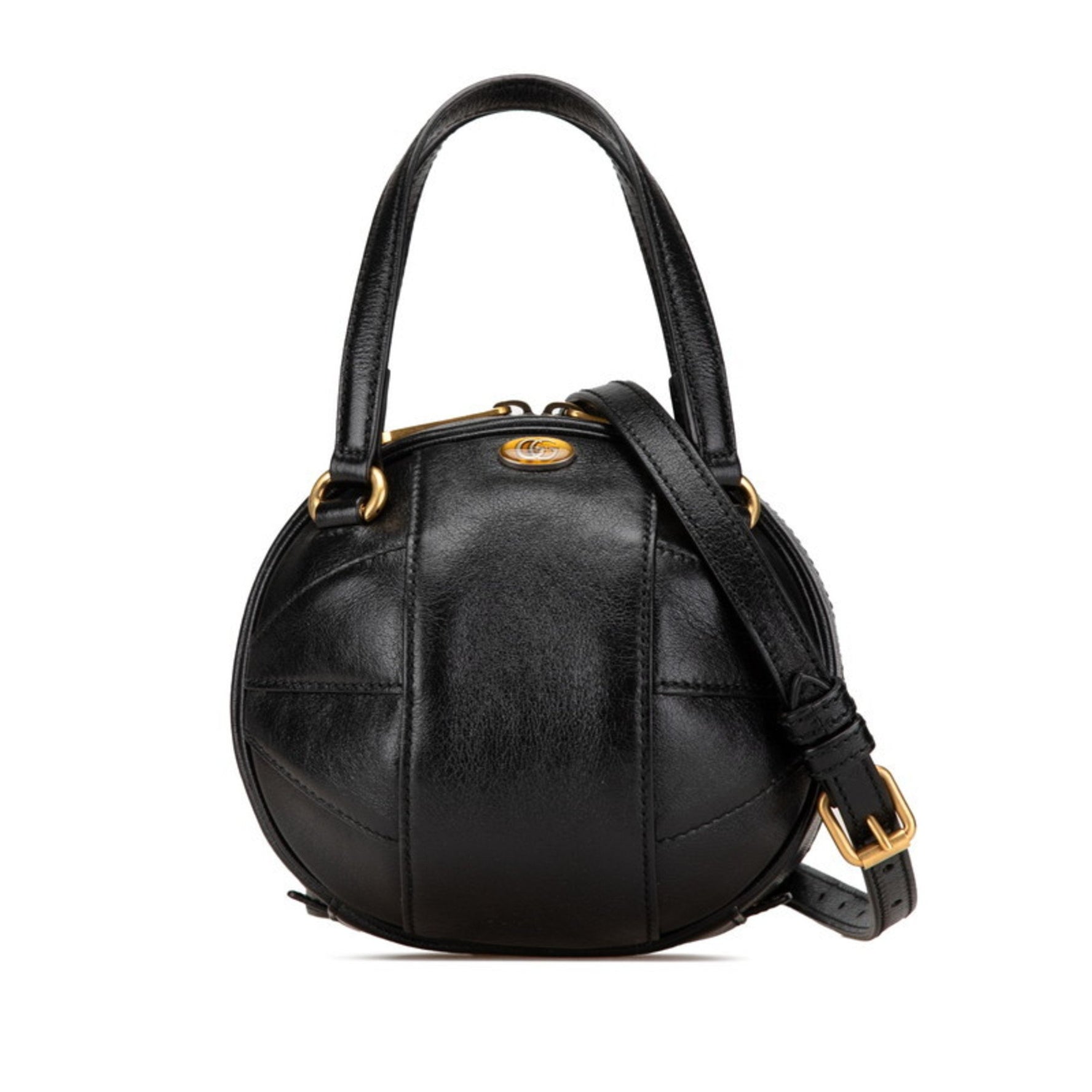 Gucci GG Basketball Mini Handbag Shoulder Bag Black Leather Women's GUCCI