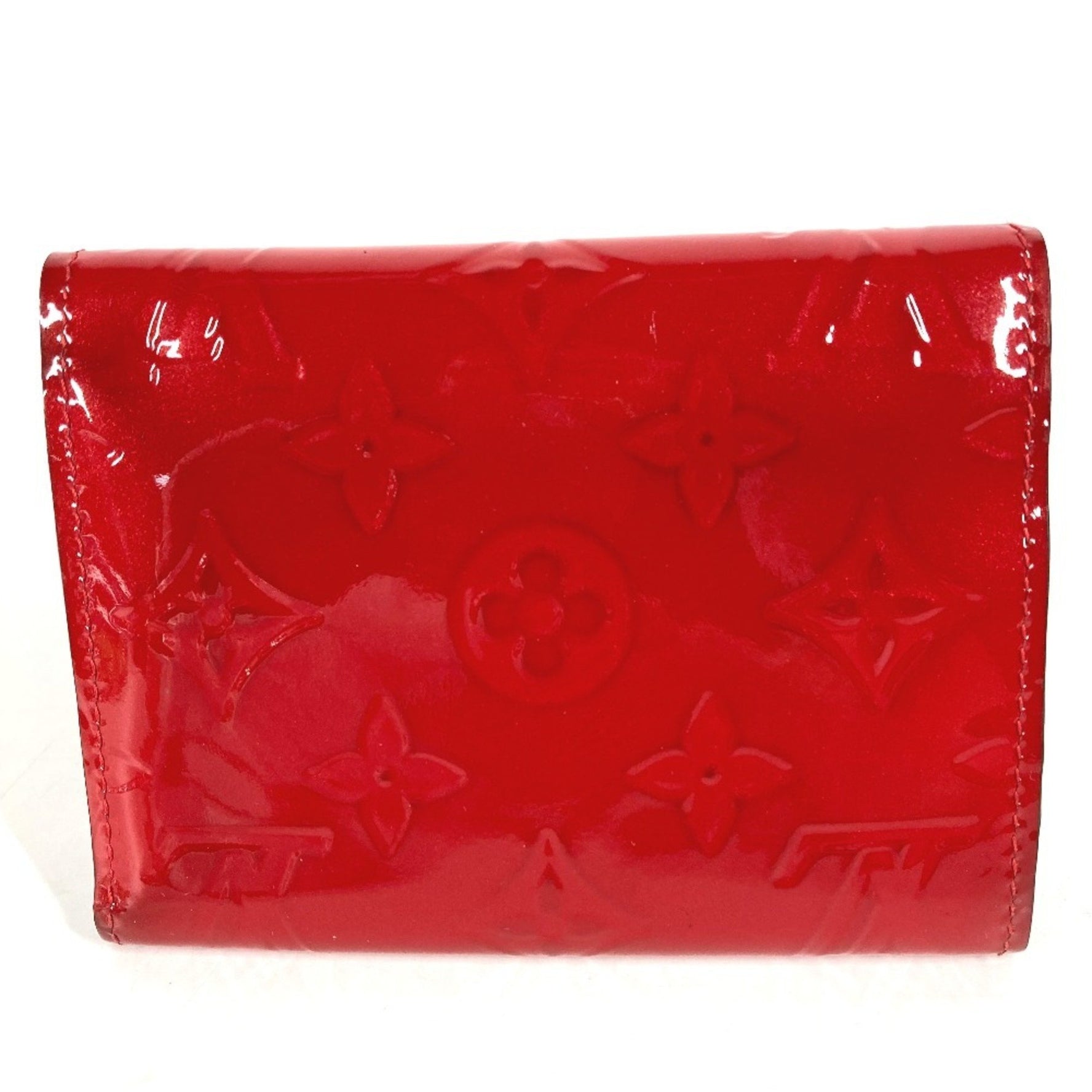LOUIS VUITTON M62317 Monogram Vernis Portefeuille Victorine Compact Wallet with Rhinestone Tri-fold Wallet, Women's, Red