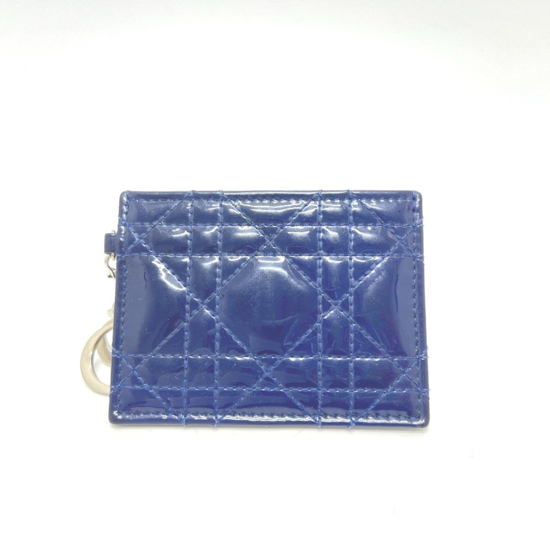 Christian Dior Dior Cannage Charm Flat Card Case in Enamel/Leather