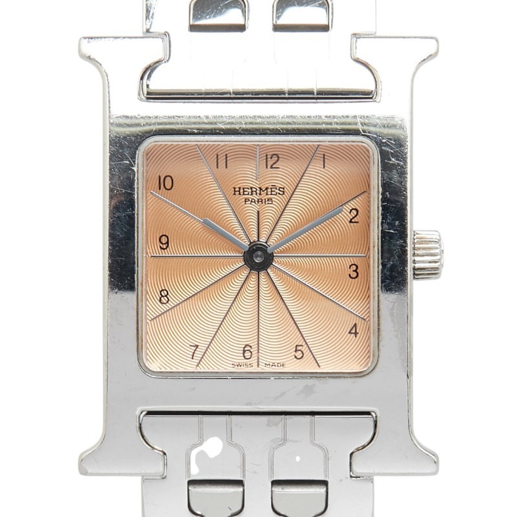 Hermès H Watch Quartz Orange Dial Stainless Steel