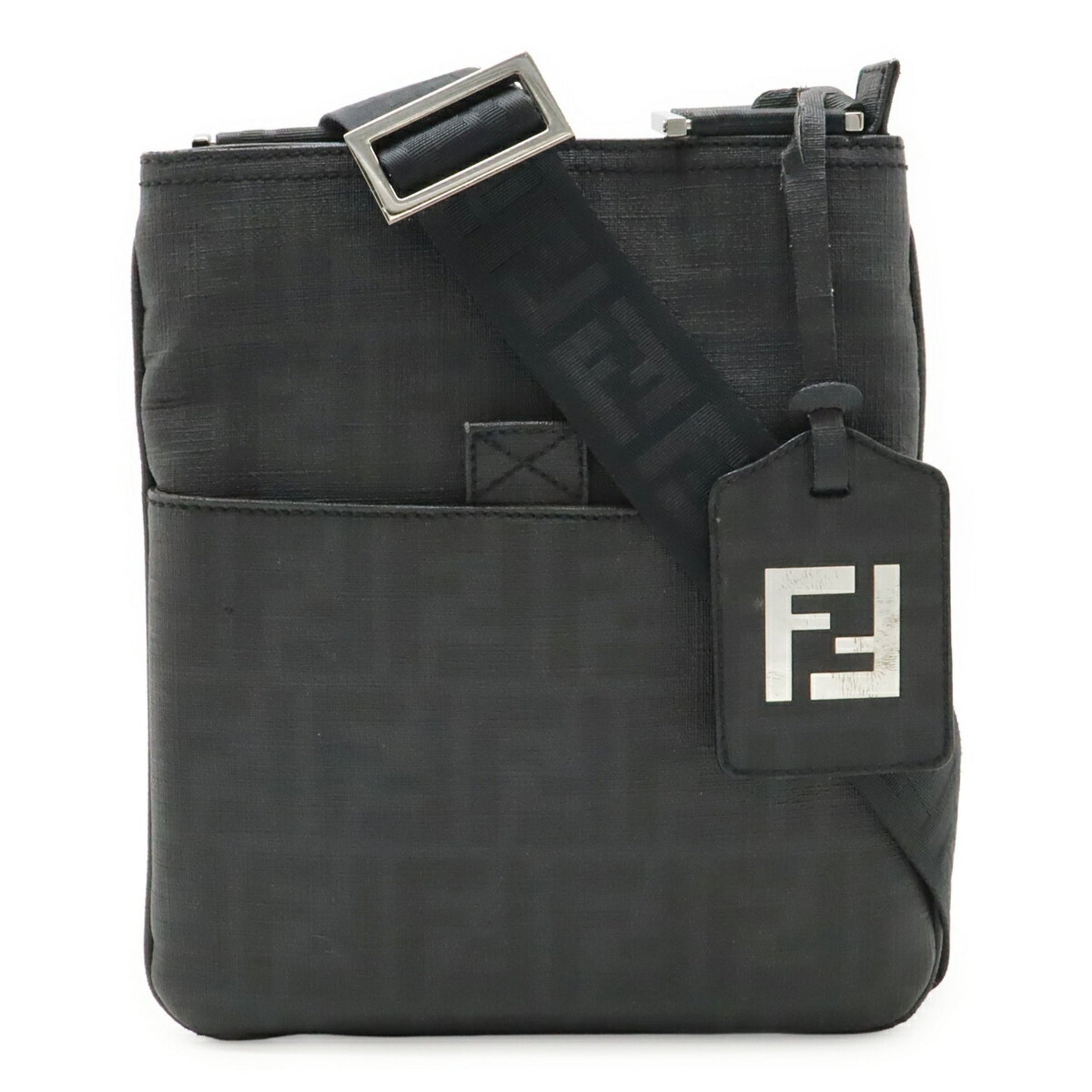 FENDI Zucca pattern shoulder bag, pochette, PVC, black and gray