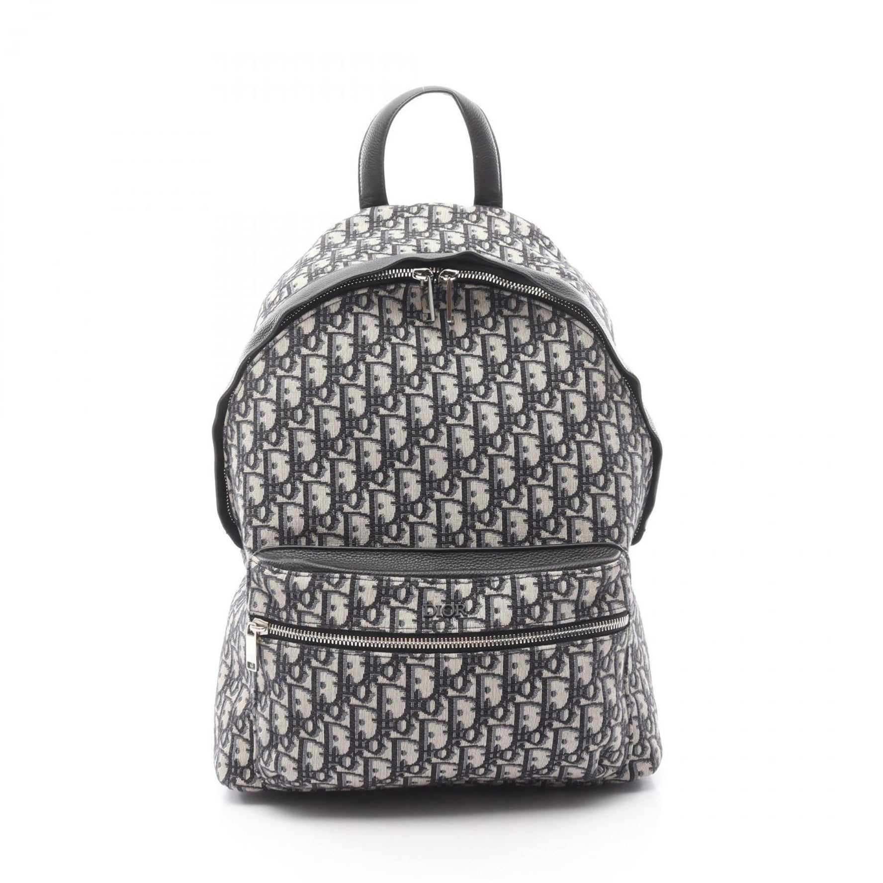 Christian Dior Dior Oblique Jacquard Backpack Bag in Canvas and Leather Women, Beige, Black, Blue