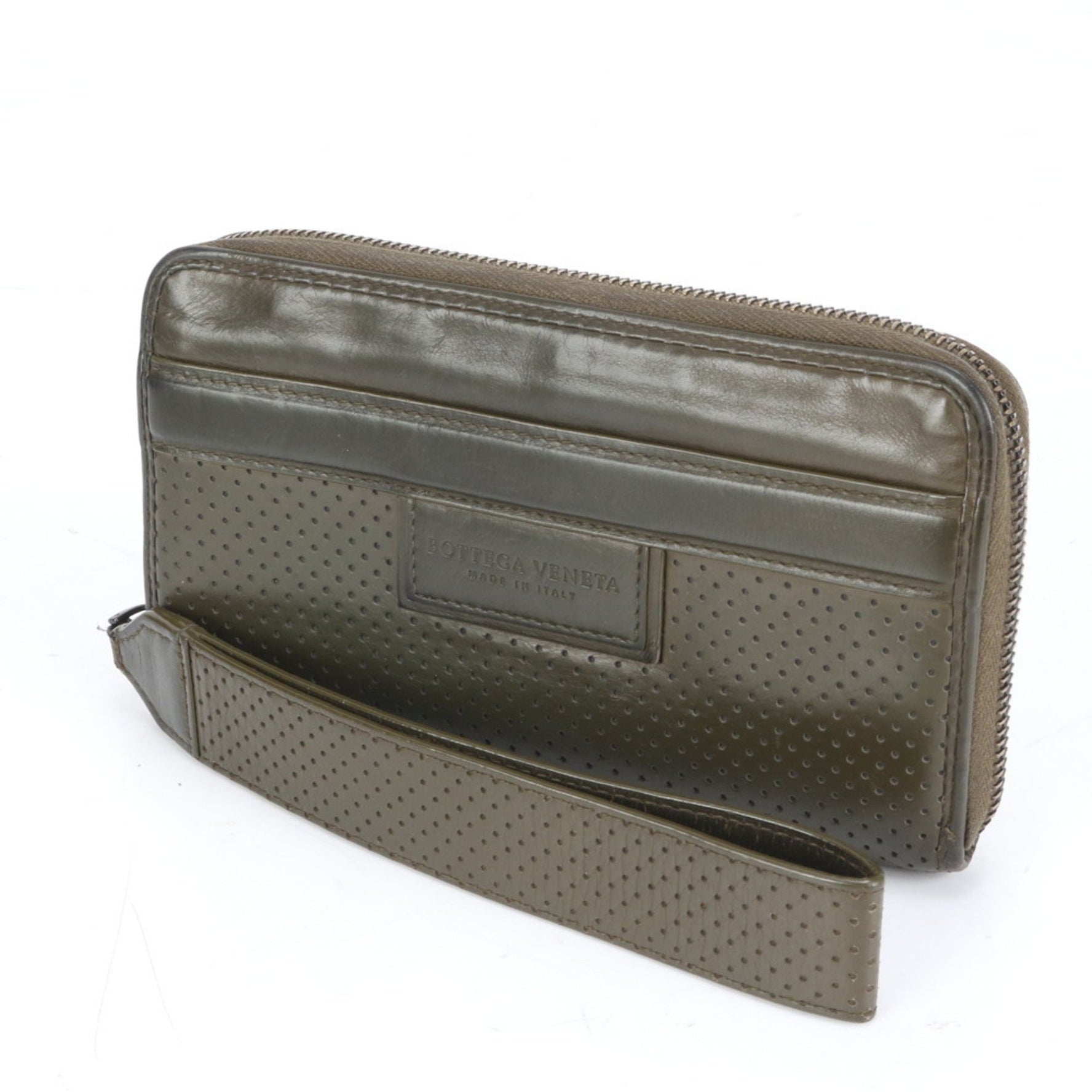 Bottega Veneta Leggero Perforated Leather Long Wallet, Bifold, Round, Men's