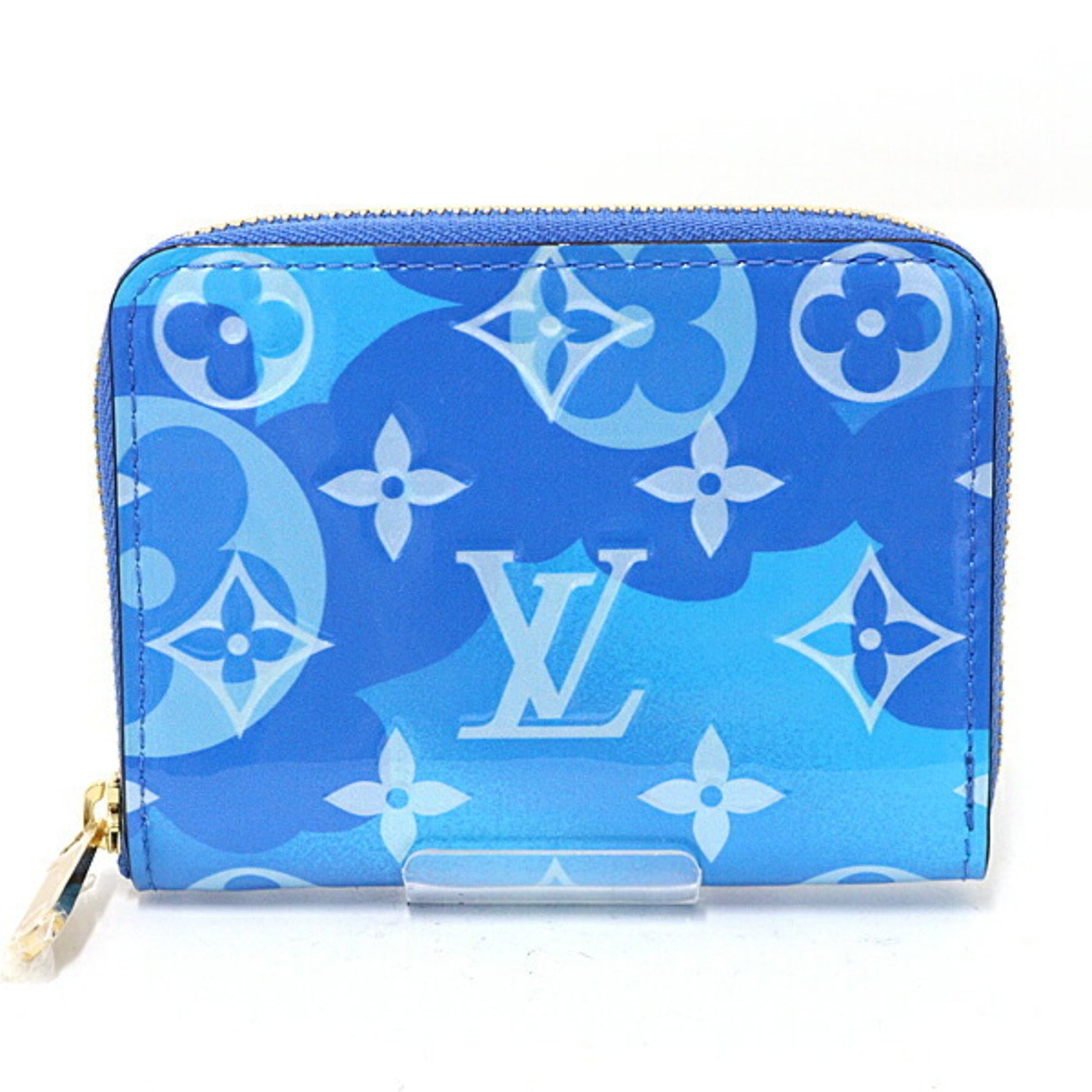 Louis Vuitton Zipper Coin Case Monogram Vernis Flower Blue