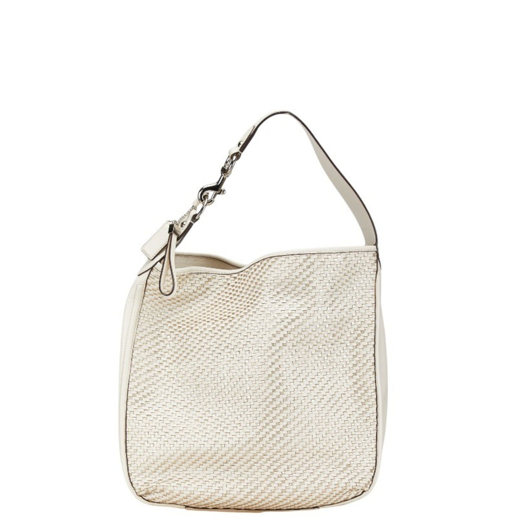 Coach one-shoulder bag in white and gold leather .