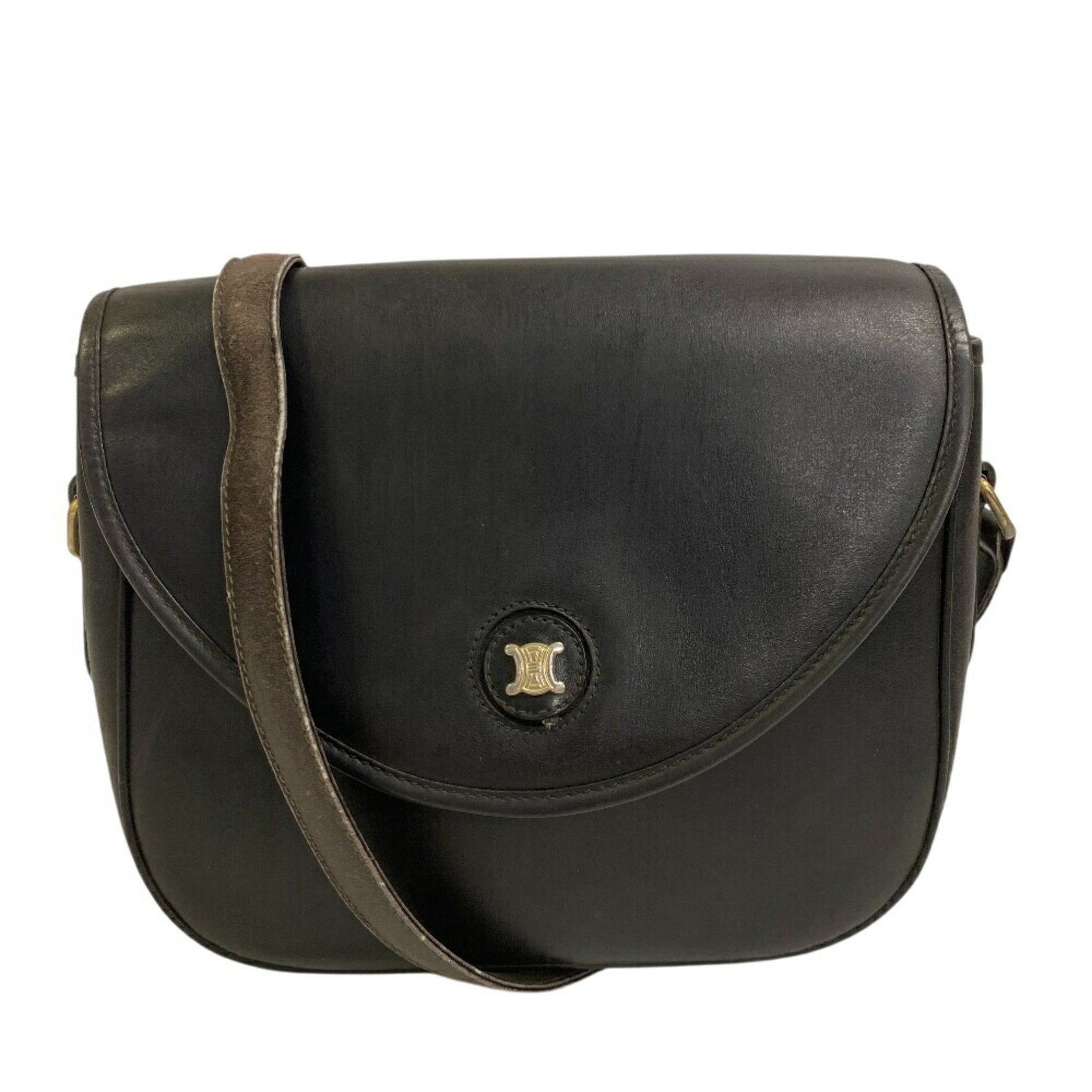 CELINE Triomphe Macadam Pochette Shoulder Bag, Women's, Black