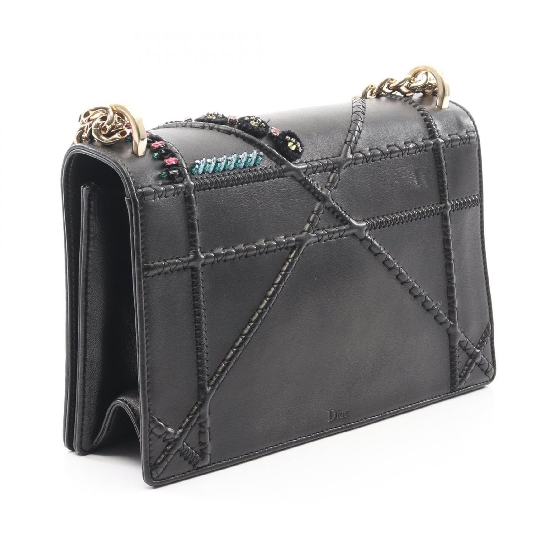 Christian Dior DIORAMA Diorama Shoulder Bag Leather Black Multicolor