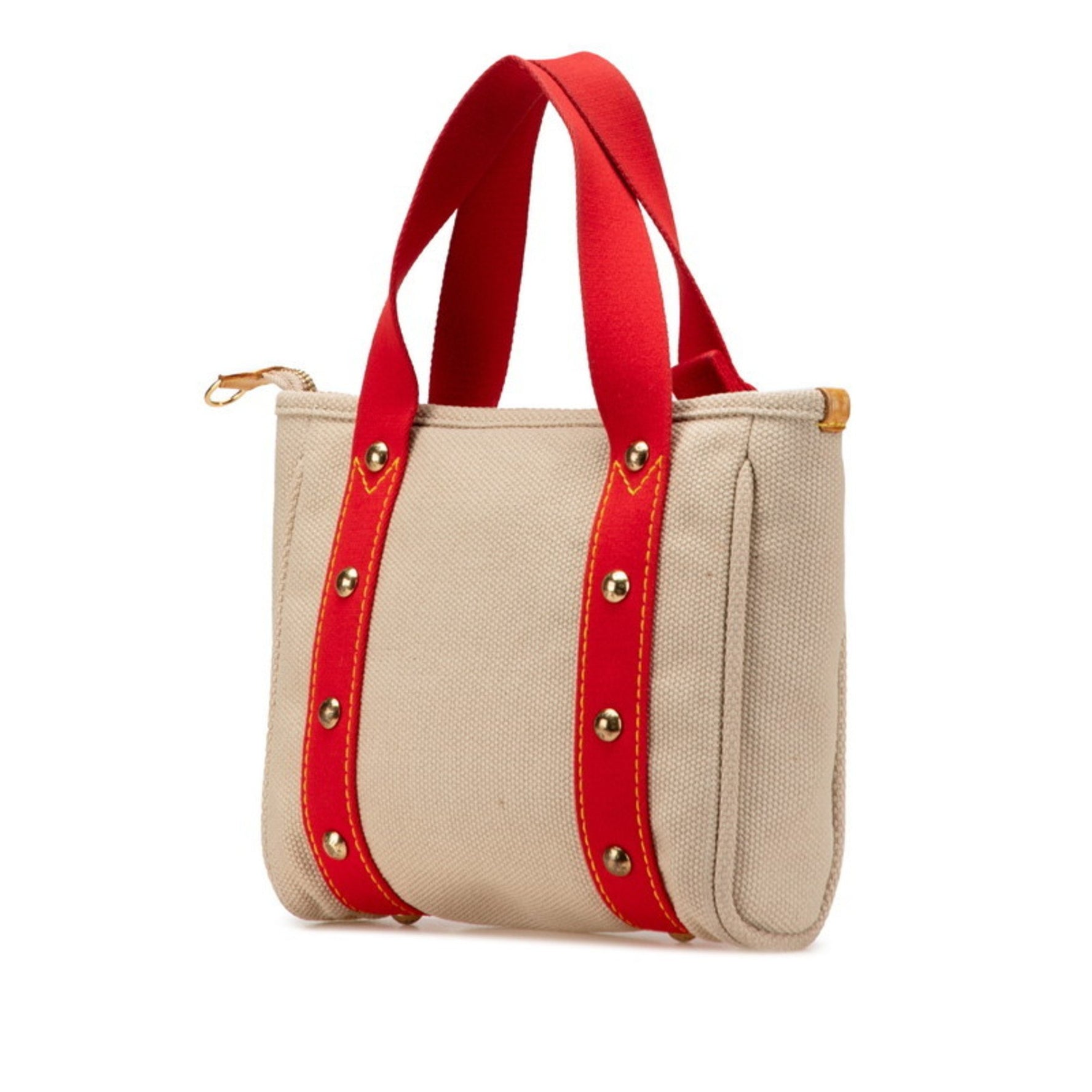 Louis Vuitton Antigua Cabas PM Handbag Beige and Red Canvas LOUIS VUITTON