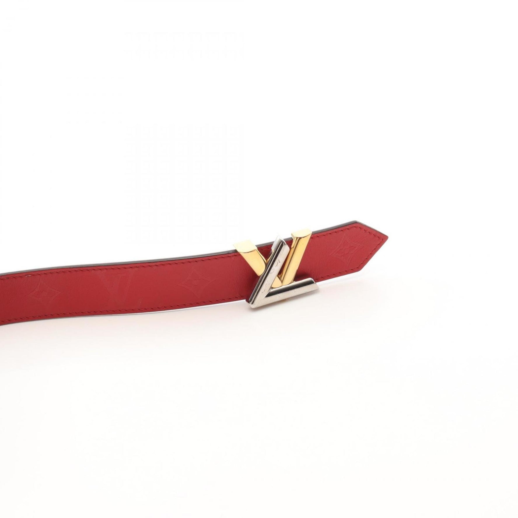 Louis Vuitton Santur Twist Belt, Leather, GP, Red and Gold
