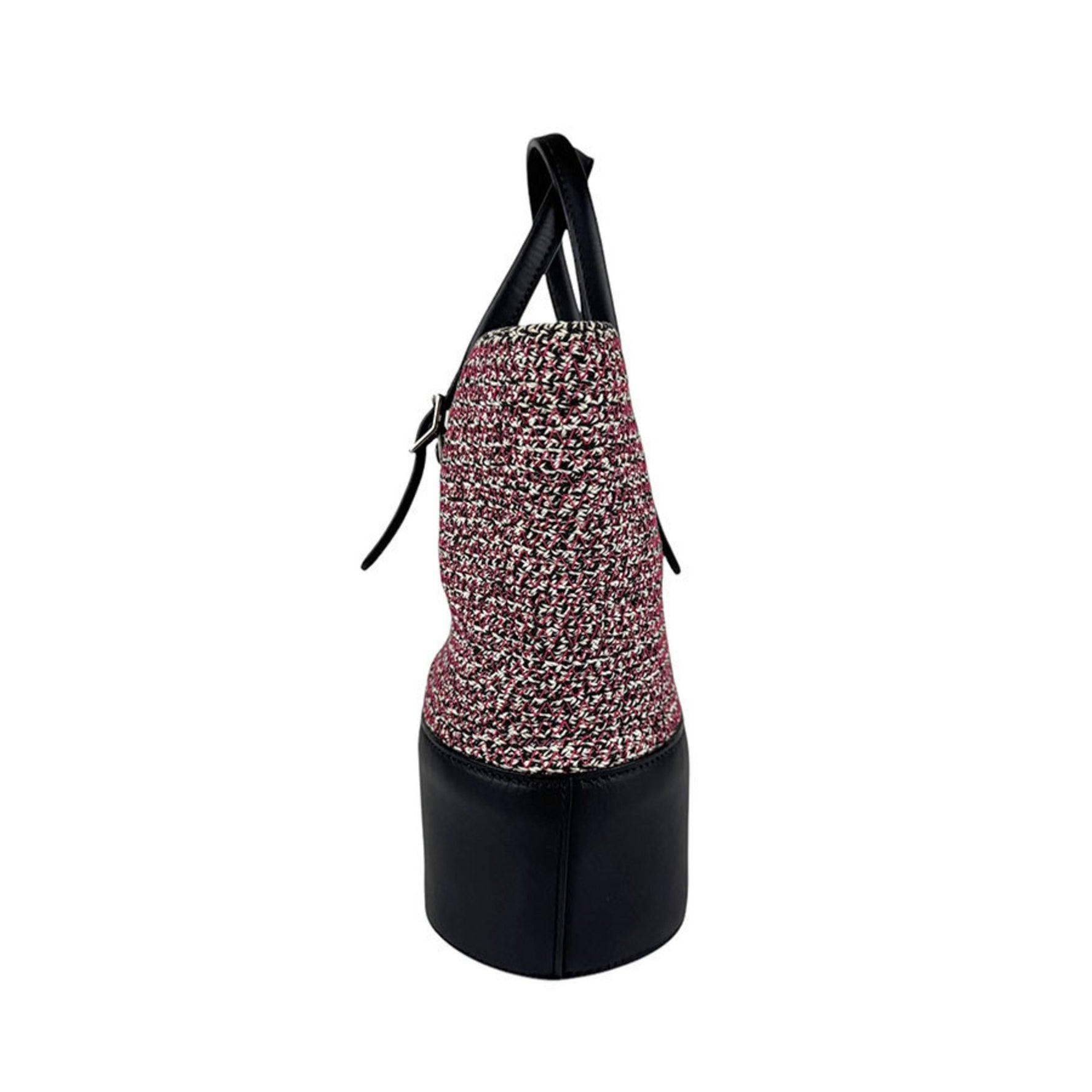 BALENCIAGA Handbag Shoulder Bag Zigzag Cotton Leather Pink x Black White Women's z3858