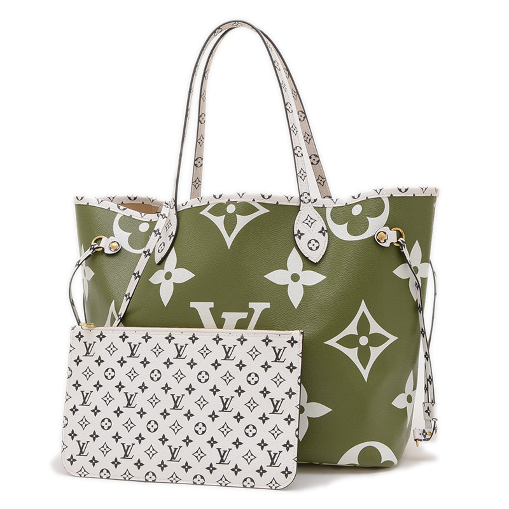 Louis Vuitton Monogram Giant Neverfull MM Tote Bag Khaki