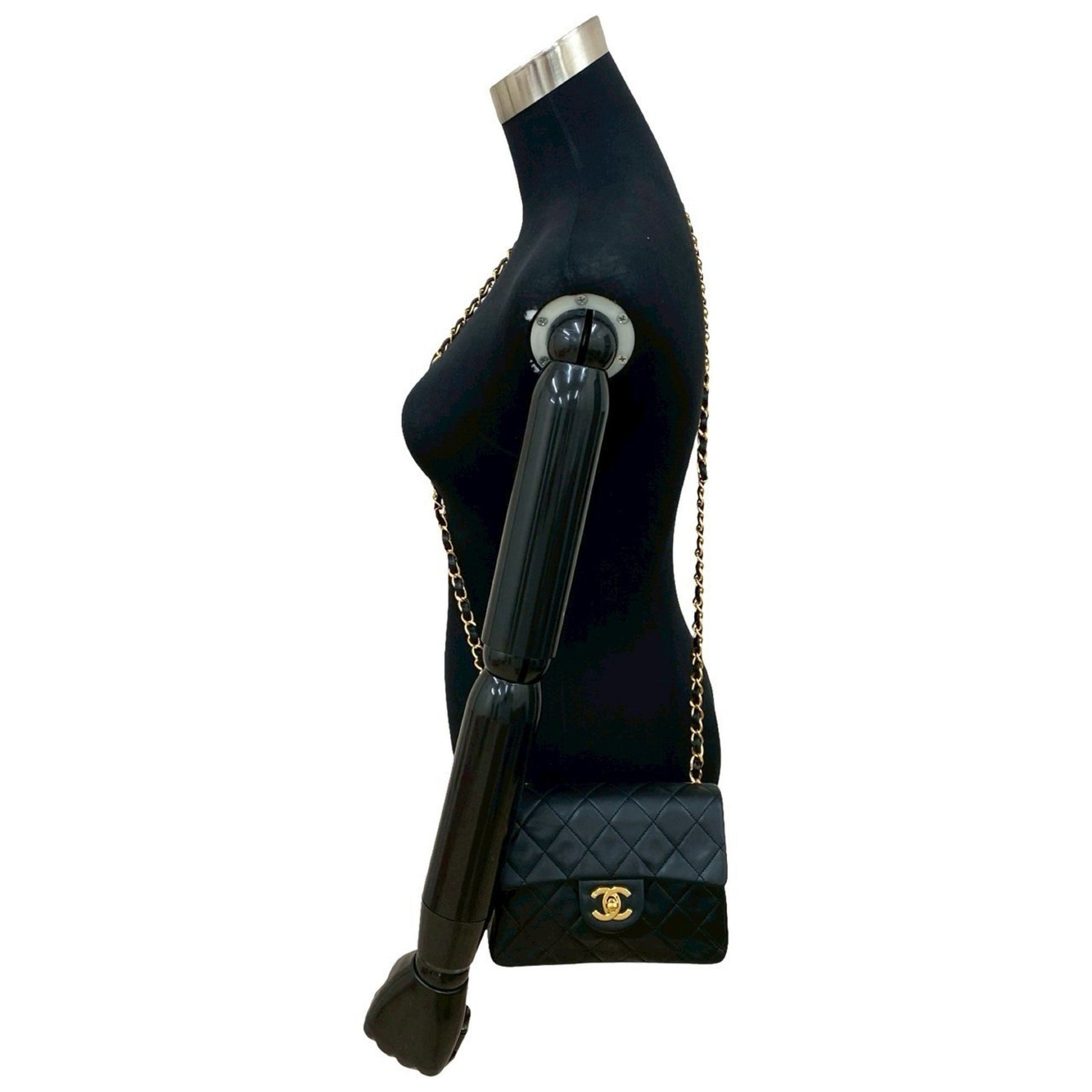 CHANEL Matelasse Coco Mark Lambskin Genuine Leather Chain Shoulder Bag 302-9