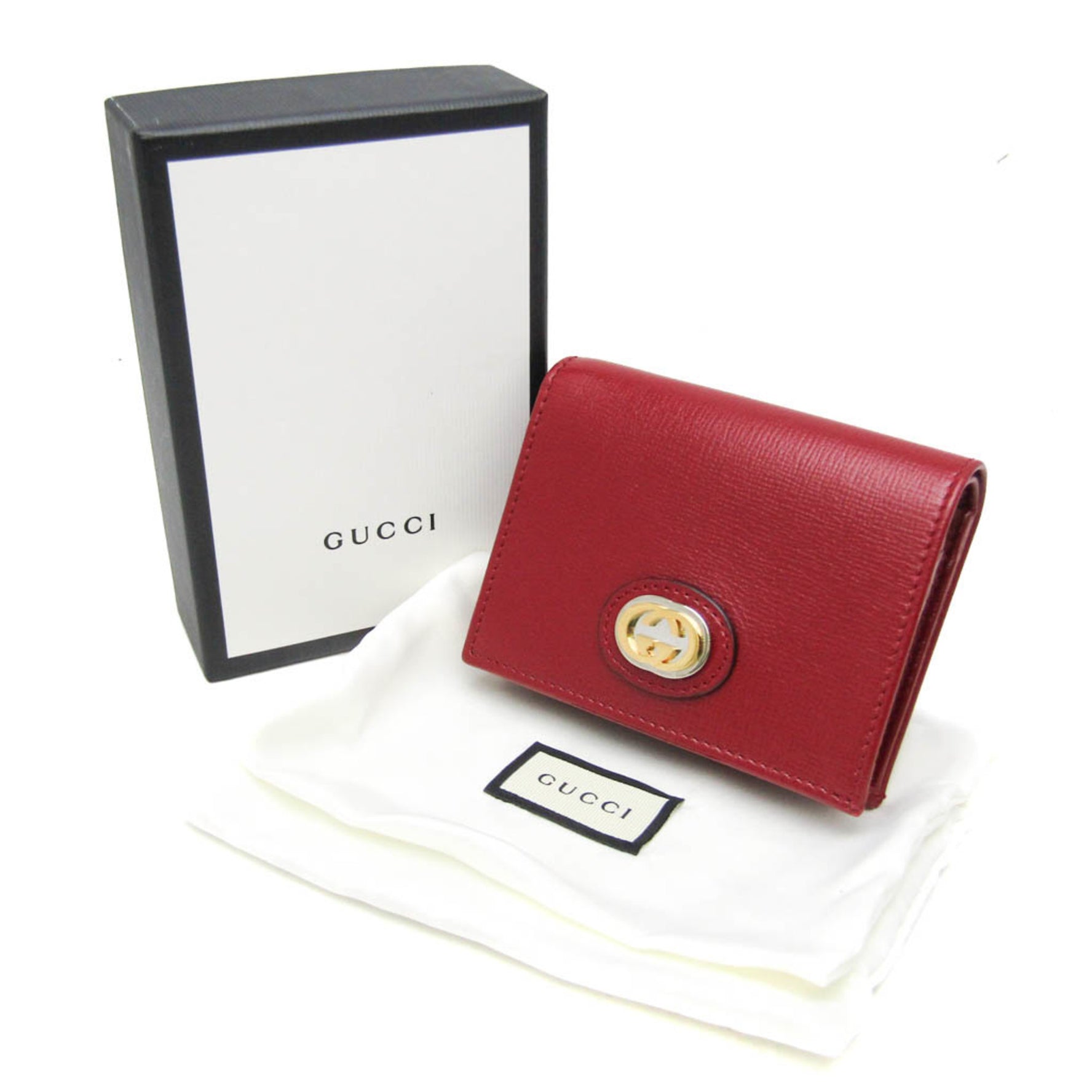 Gucci Interlocking G Leather Wallet (bi-fold) Red Color