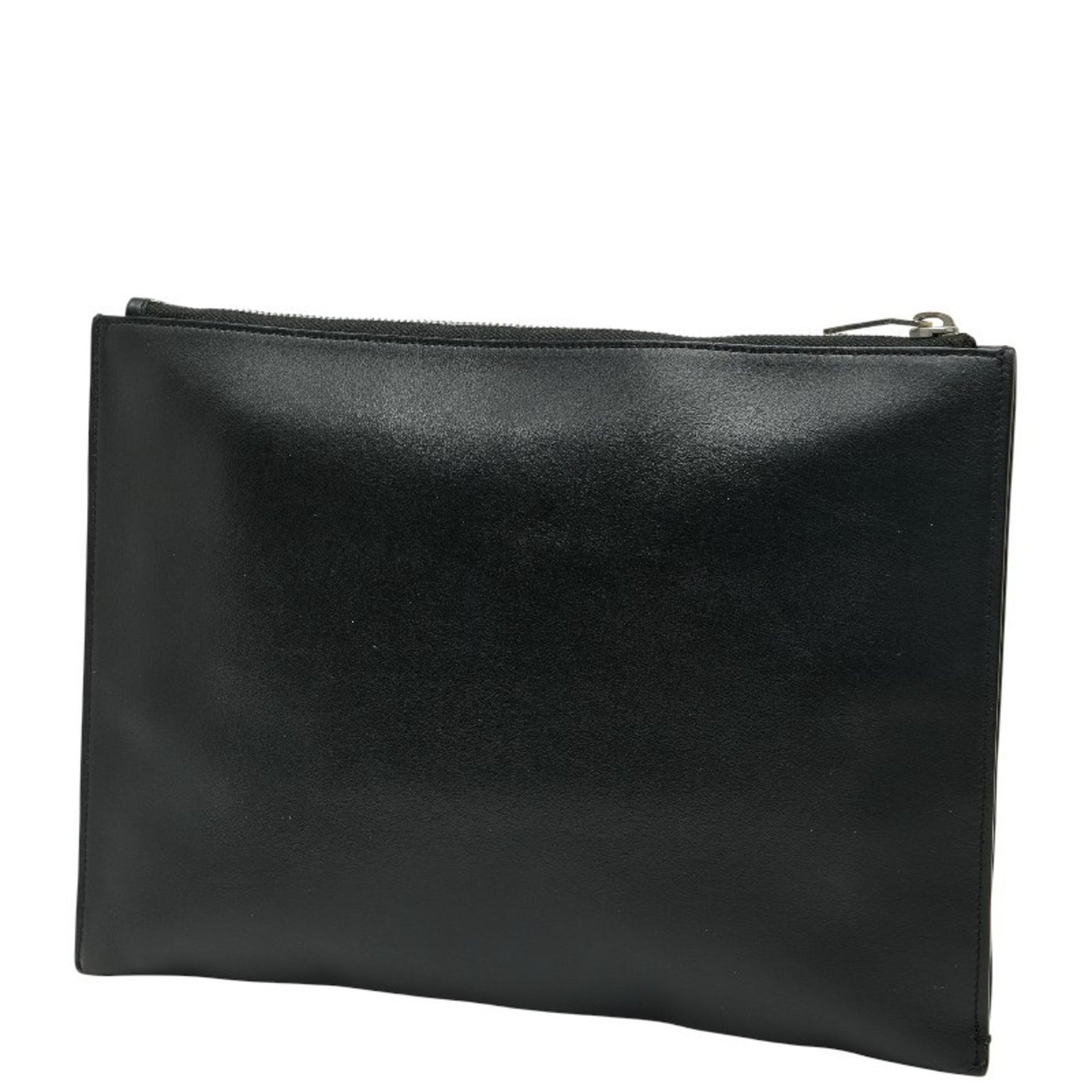 Saint Laurent logo clutch bag in black and white leather .