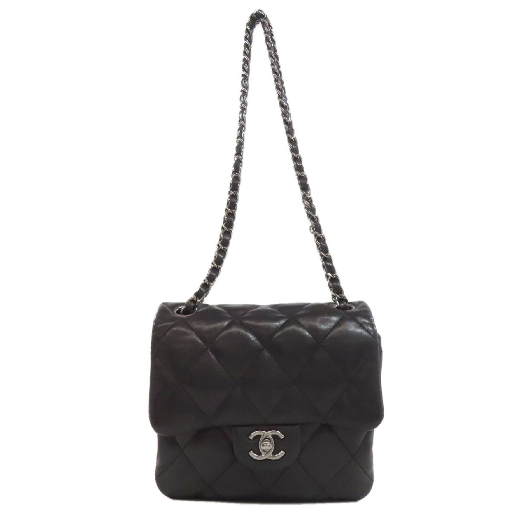 Chanel Coco Mark Matelasse Silver Hardware Shoulder Bag Lambskin