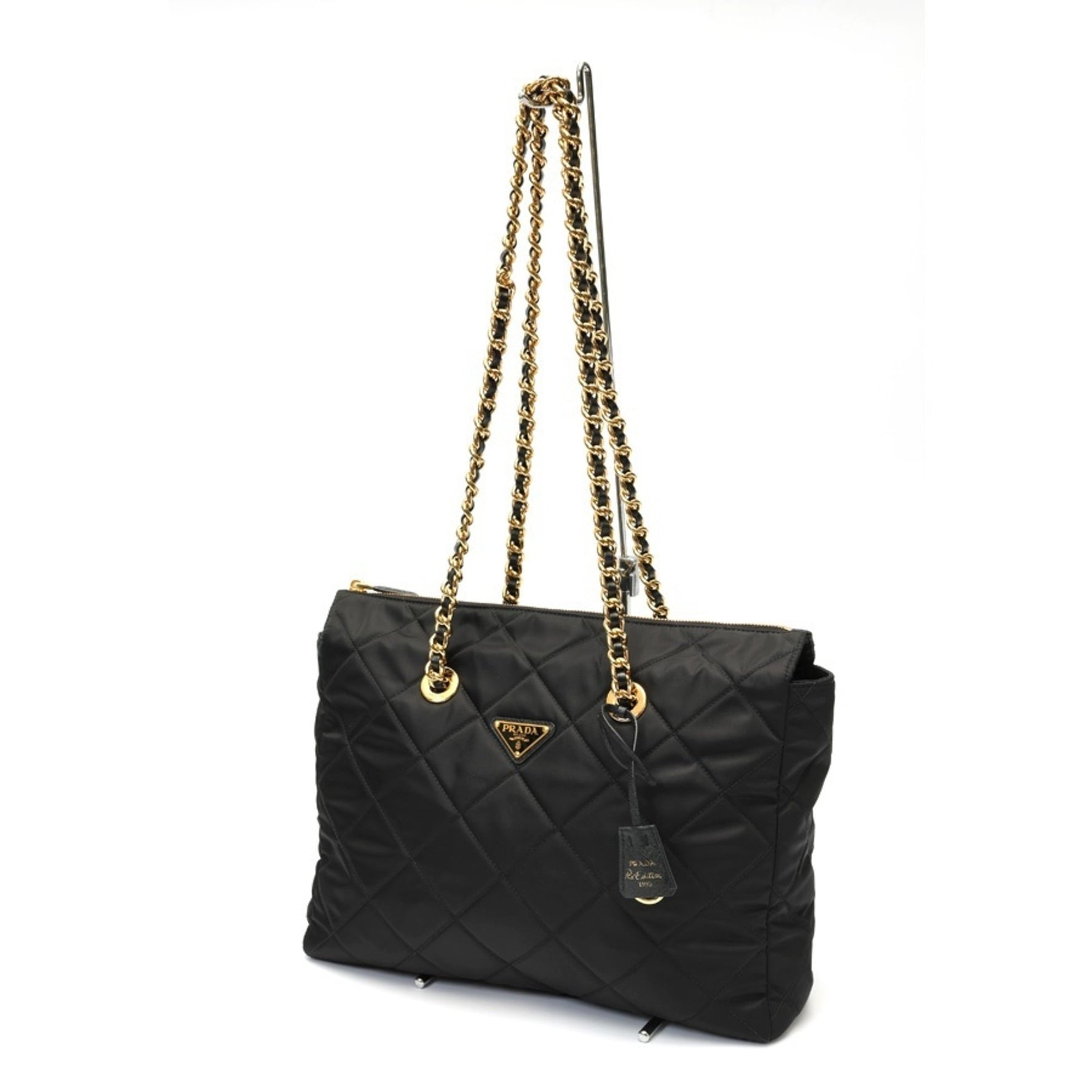 Prada Re-Nylon Chain Shoulder Bag Tote Quilted Nylon
