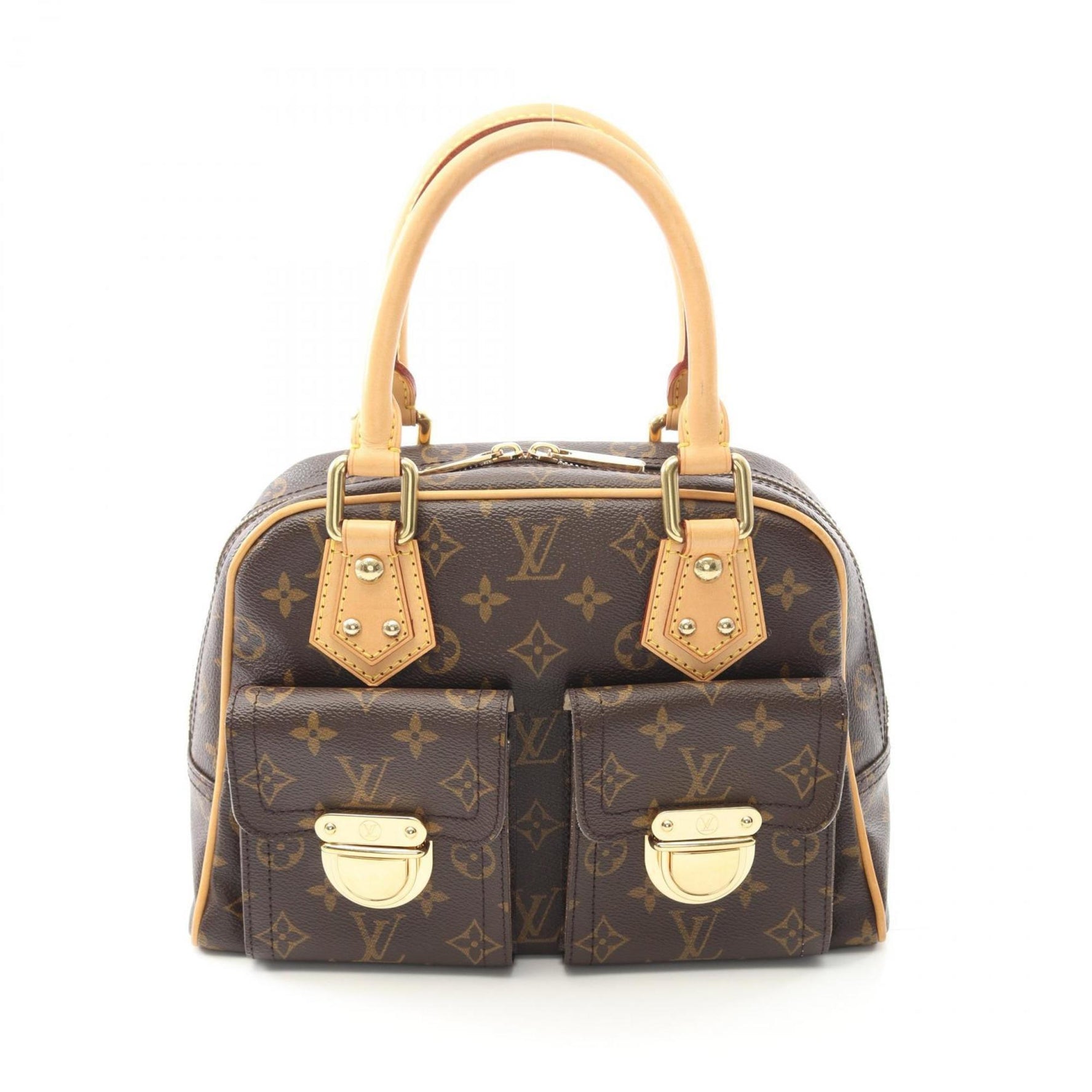Louis Vuitton Manhattan PM Handbag, Coated Canvas and Leather, Monogram, Brown