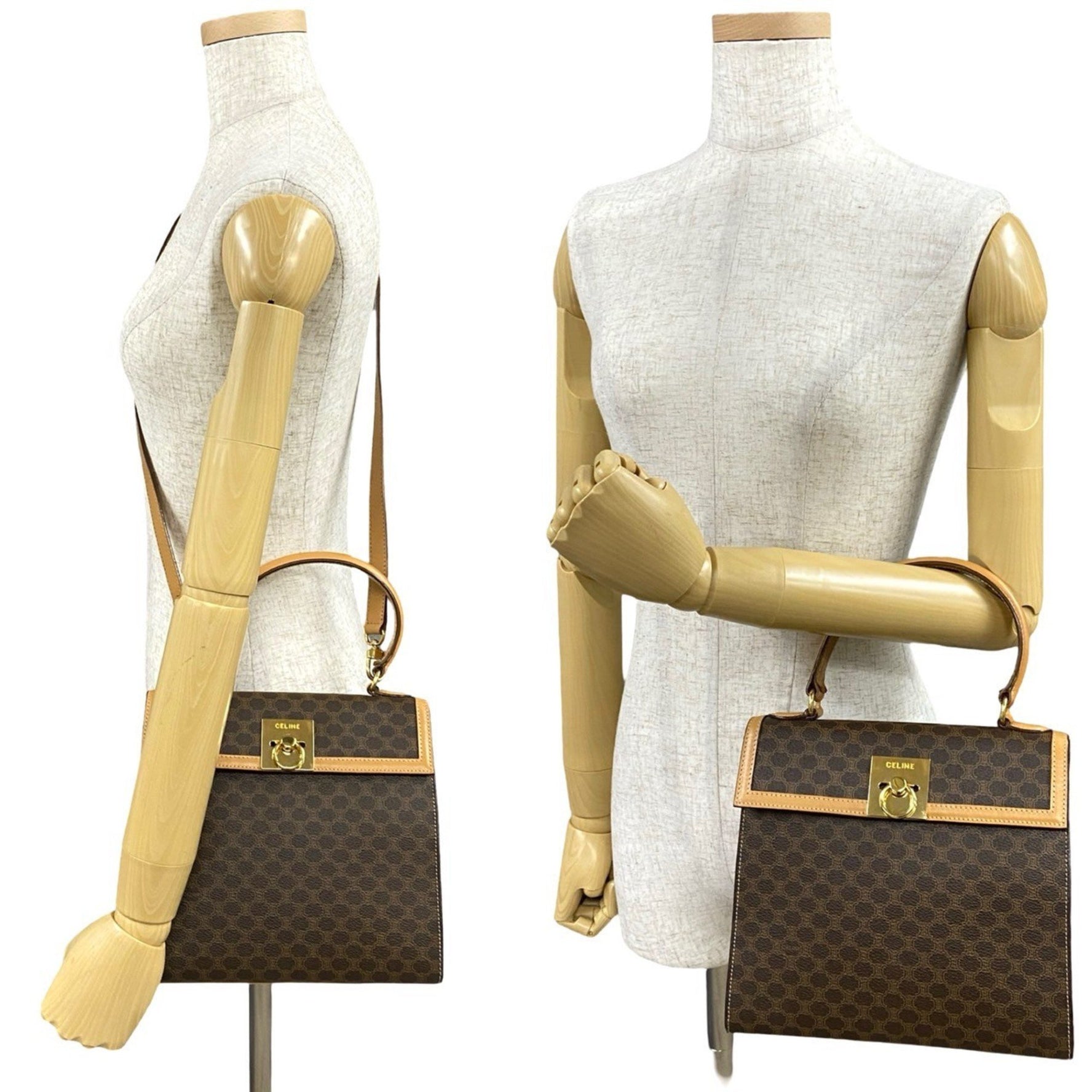 CELINE Macadam Blason Triomphe Print Logo Ring Hardware Leather Handbag/Shoulder Bag