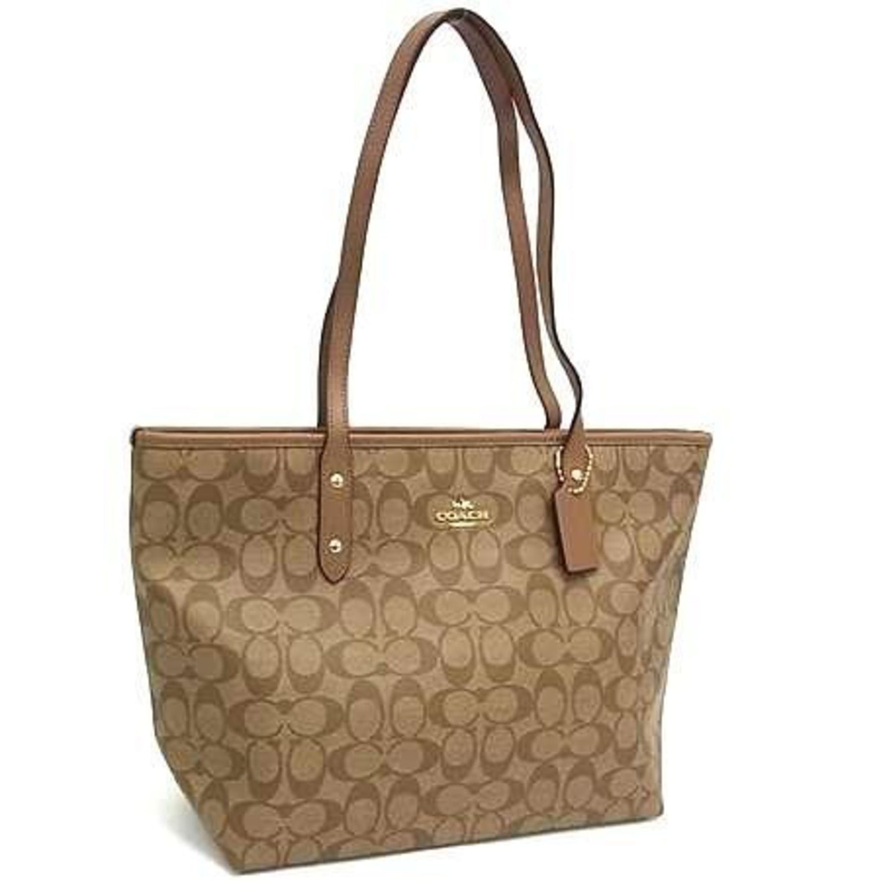 COACH Signature City Zip Tote Leather Shoulder Bag