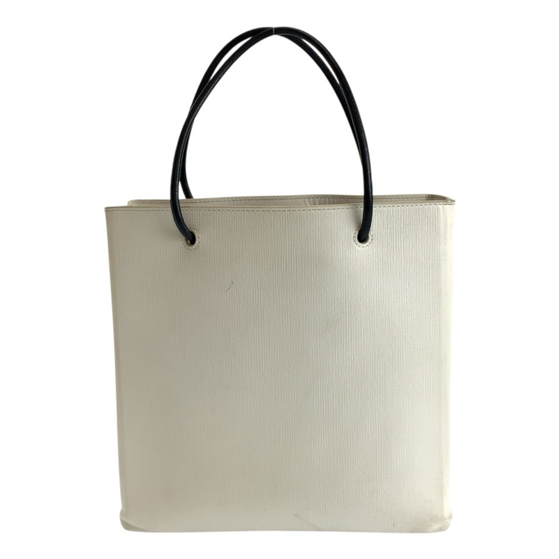 BALENCIAGA Tote Bag with Logo, White, Black, and Silver Hardware, Leather, 491660/9060, Women's Handbag
