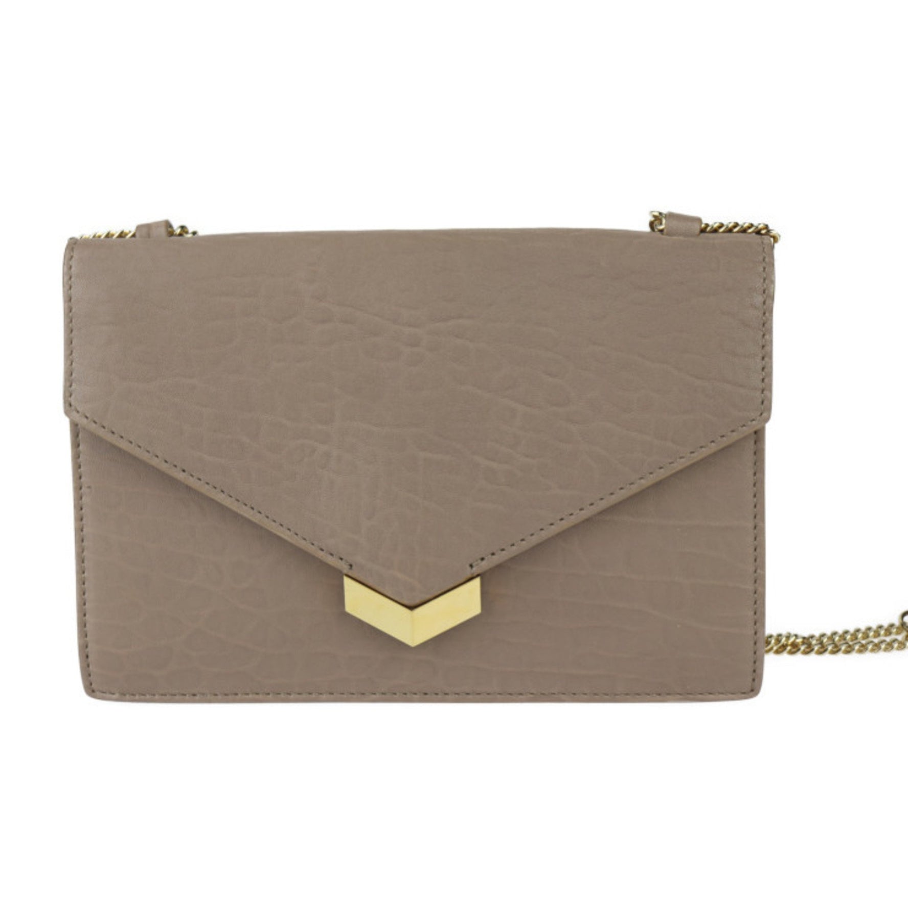 Jimmy Choo Leila Shoulder Bag GNL 163 Leather Light Mocha Clutch Chain Pochette