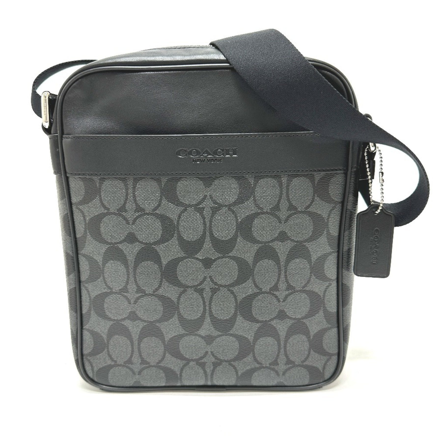 COACH Signature Houston Flight Shoulder Bag, Leather, Like New